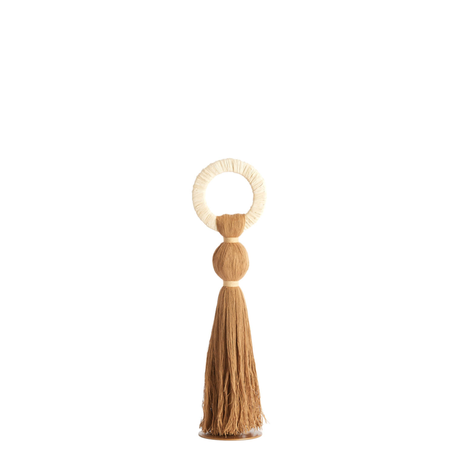 Ornament Ø11x47 cm YAVIZA okergeel+raffia crème