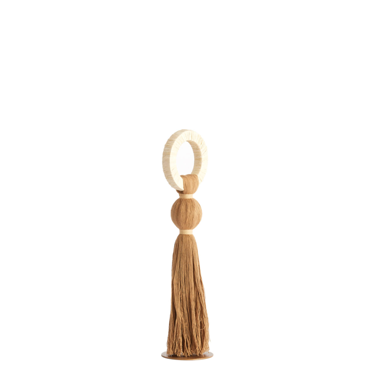 Ornament Ø11x47 cm YAVIZA okergeel+raffia crème