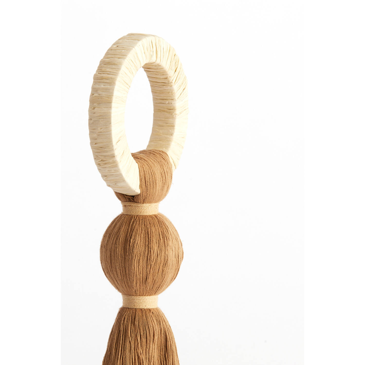 Ornament Ø11x47 cm YAVIZA okergeel+raffia crème