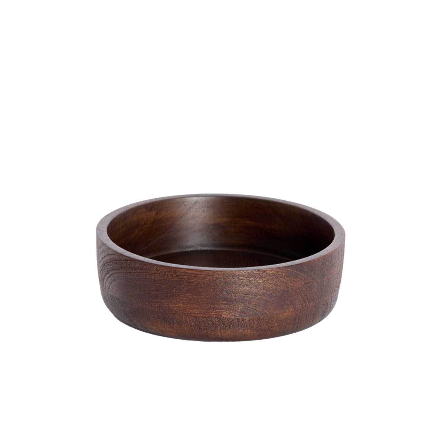 Deco box Ø19x7 cm METETI hout mat donker bruin