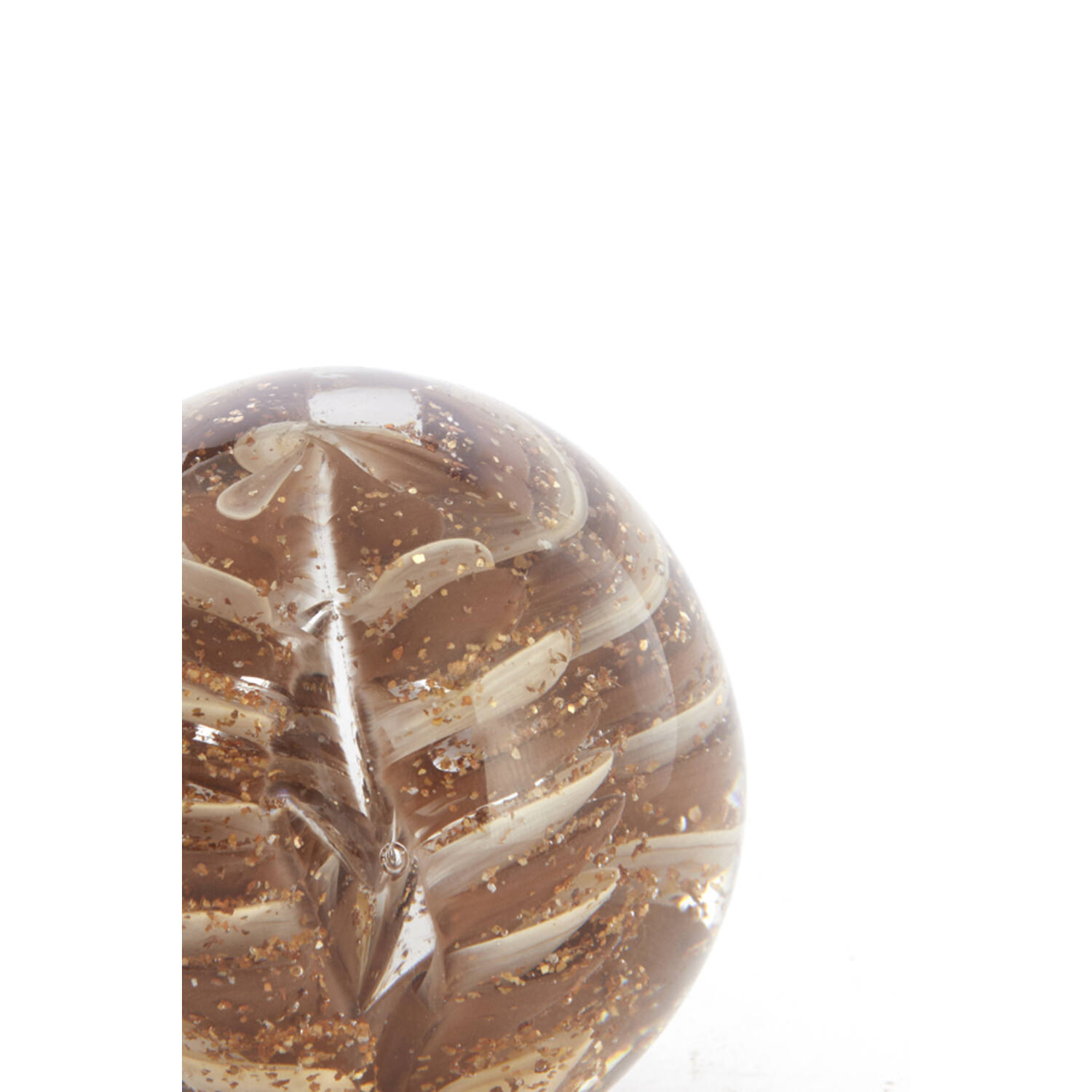 Ornament Ø8x8 cm SAEL glass brown+cream+glitter
