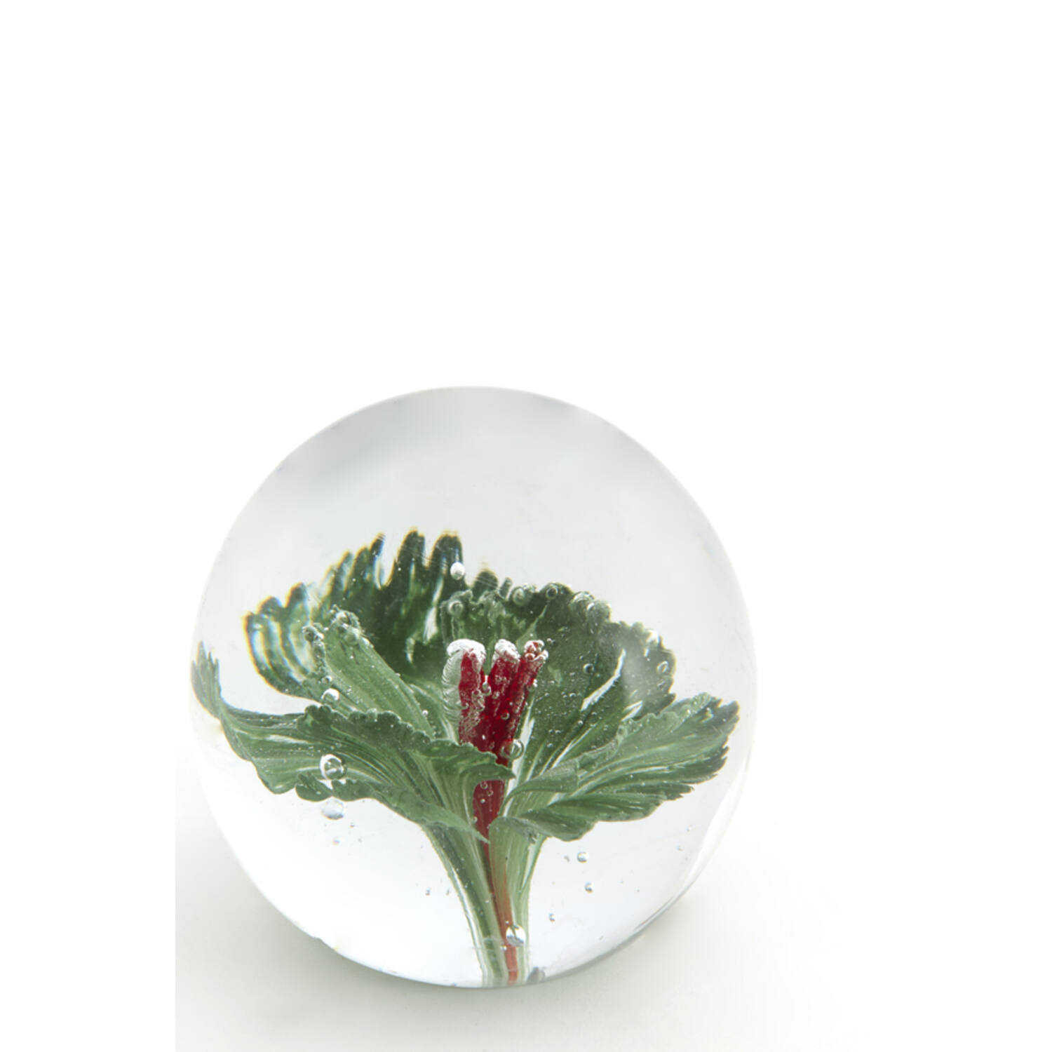 Ornament Ø8x8 cm FLOWER glass green+pink