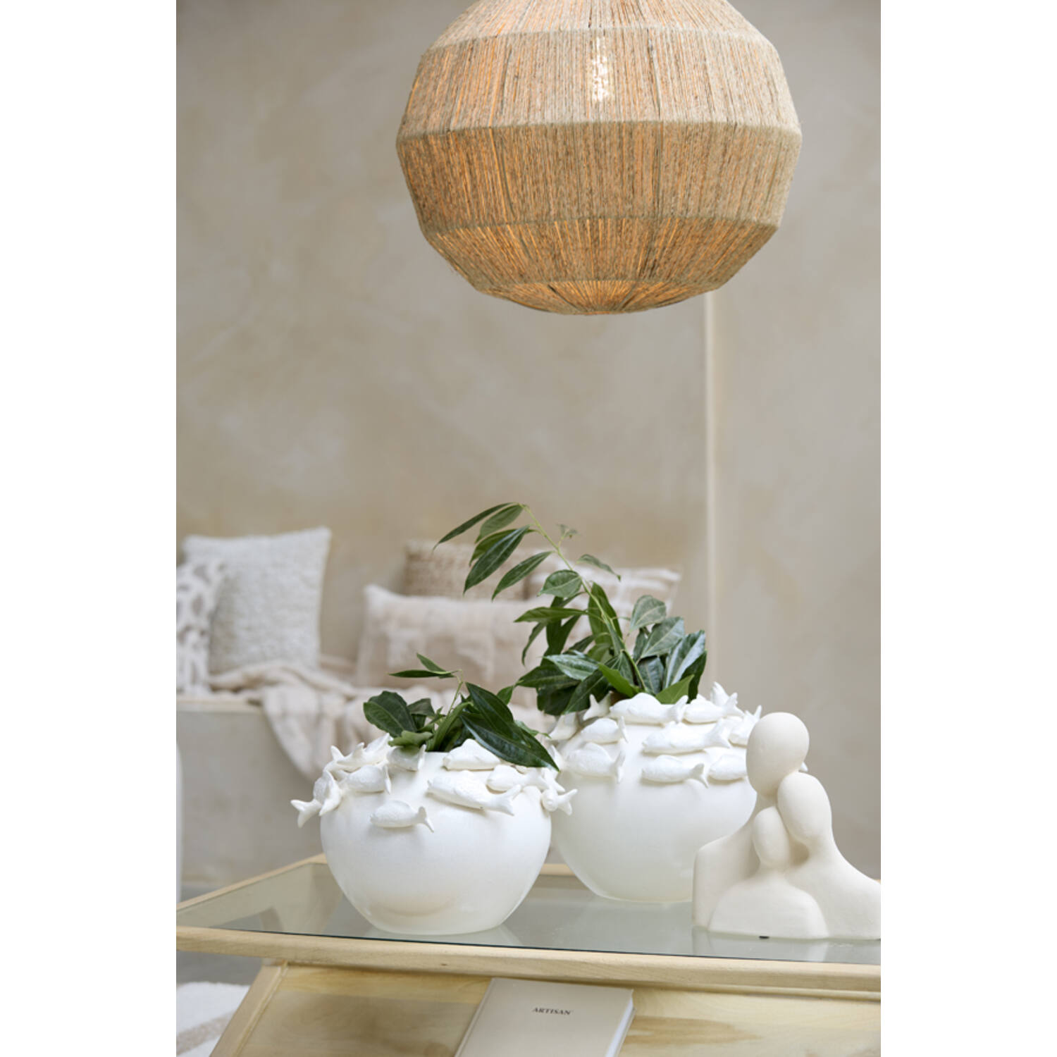 Ornament 28x13x29 cm SOLINE ceramics matt cream
