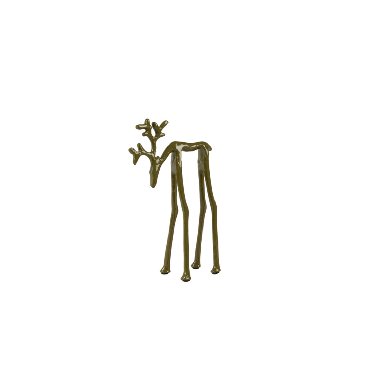 Ornament 15x6x25 cm DEER shiny olive green
