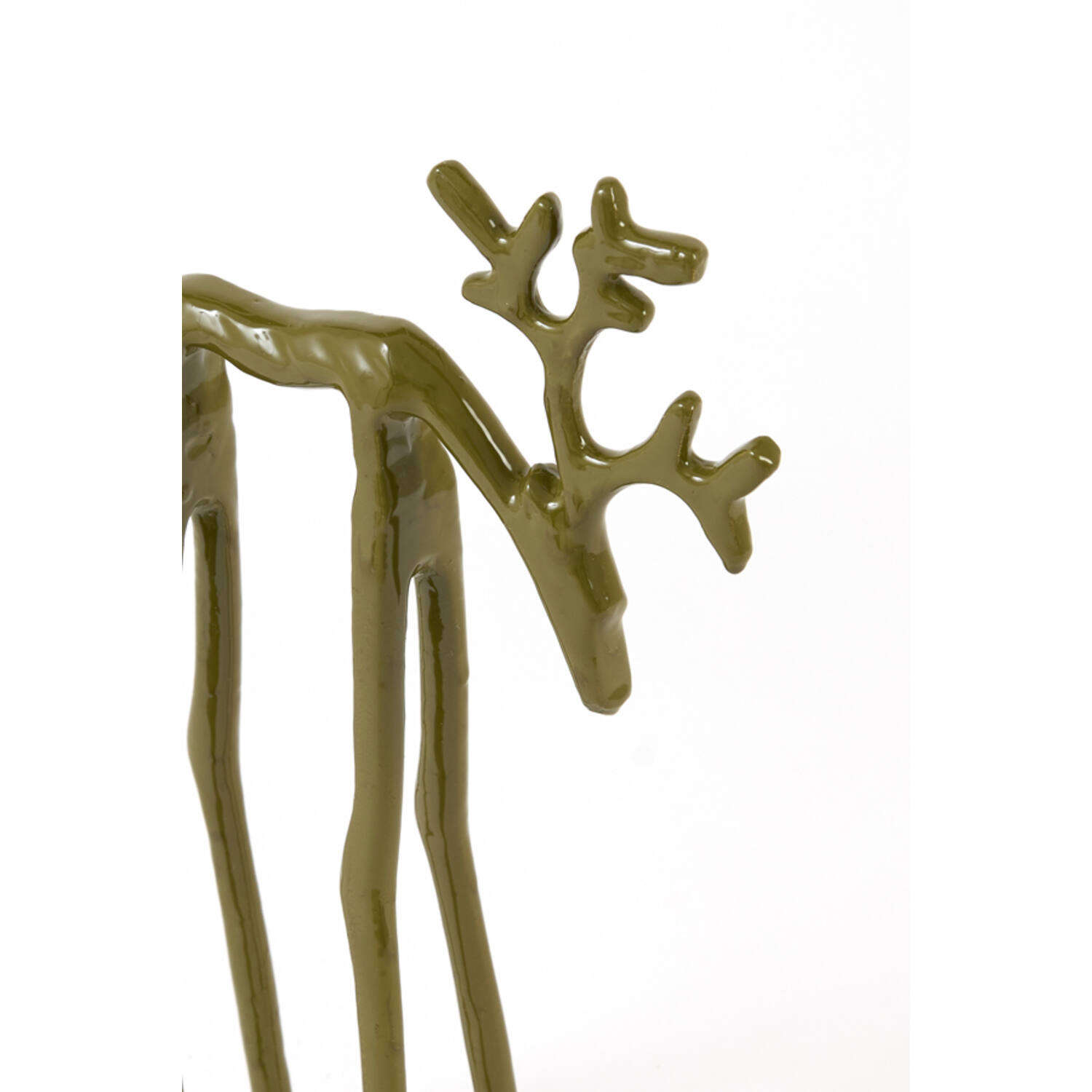 Ornament 15x6x25 cm DEER shiny olive green