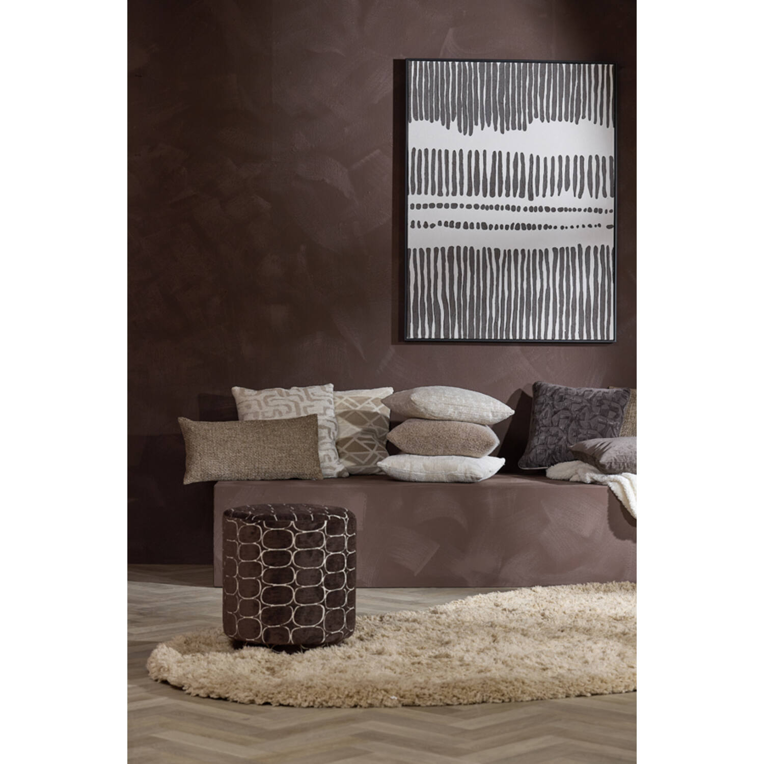 Wall ornament 90x3x120 cm PRADERA cream+dark brown