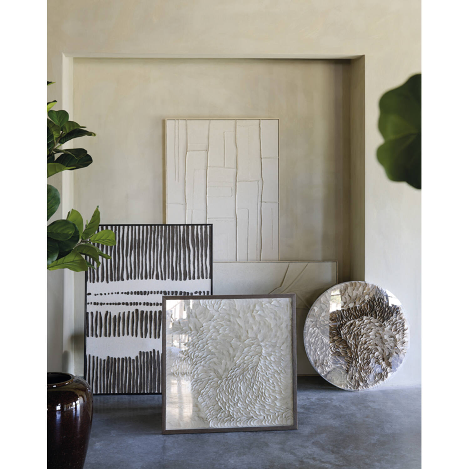 Wall ornament 90x3x120 cm PRADERA cream+dark brown