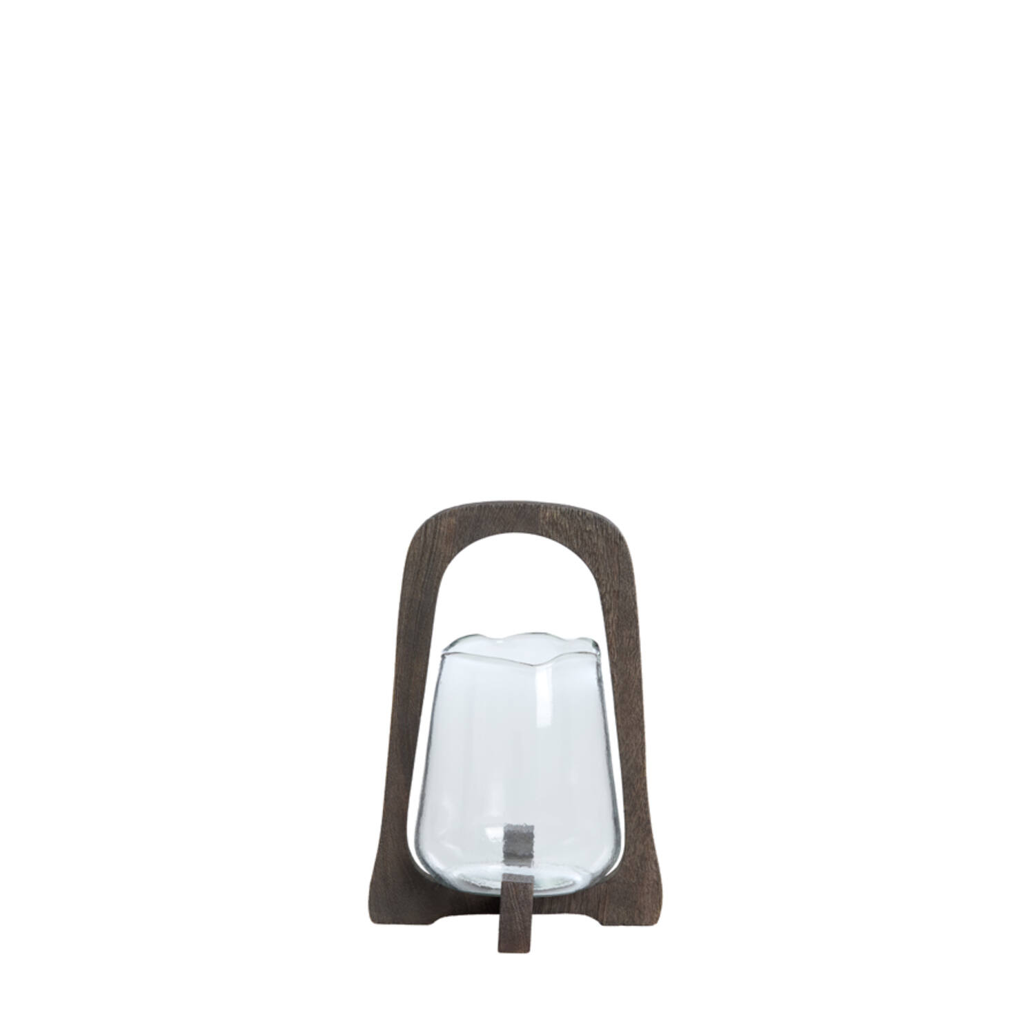 Hurricane Ø18x26,5 cm ANOSY glass clear+wood matt dark brown