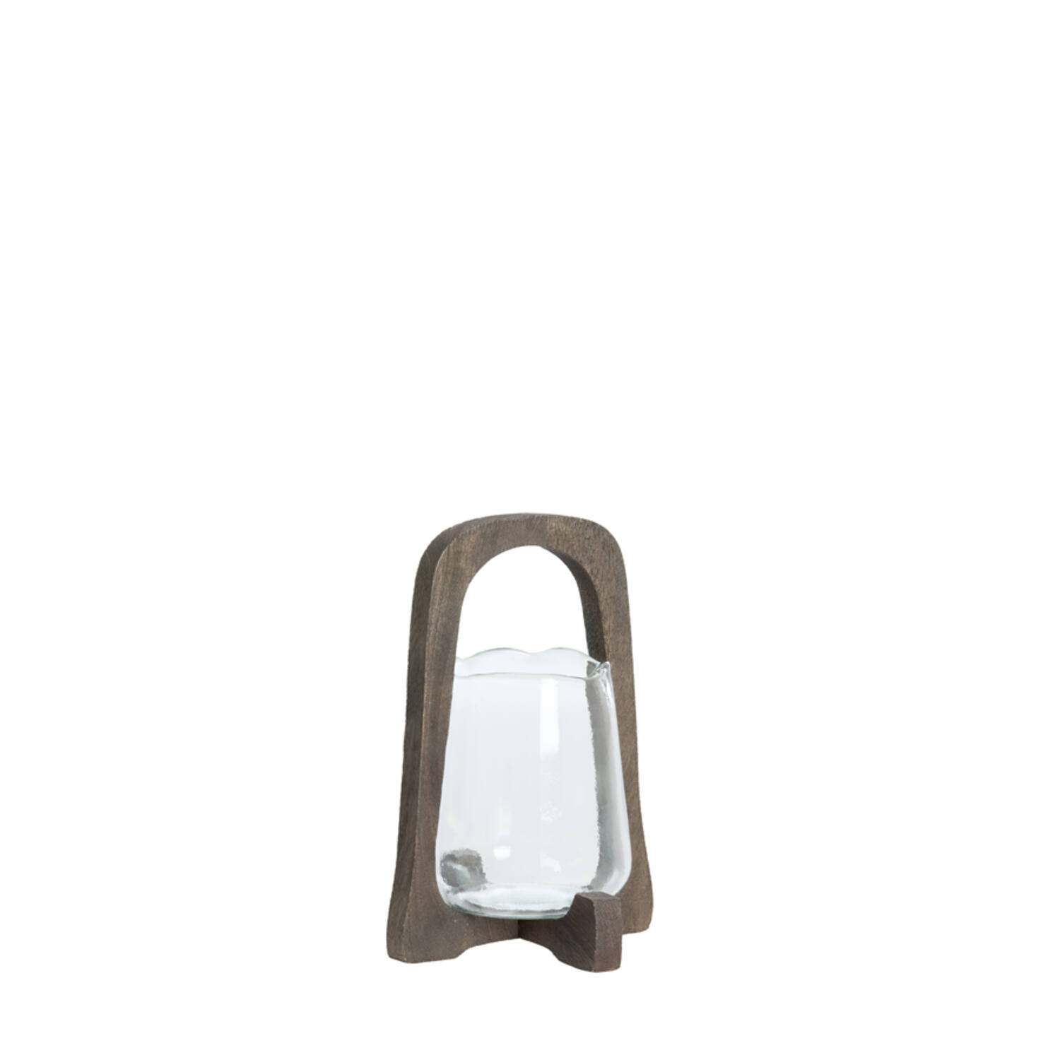 Hurricane Ø18x26,5 cm ANOSY glass clear+wood matt dark brown