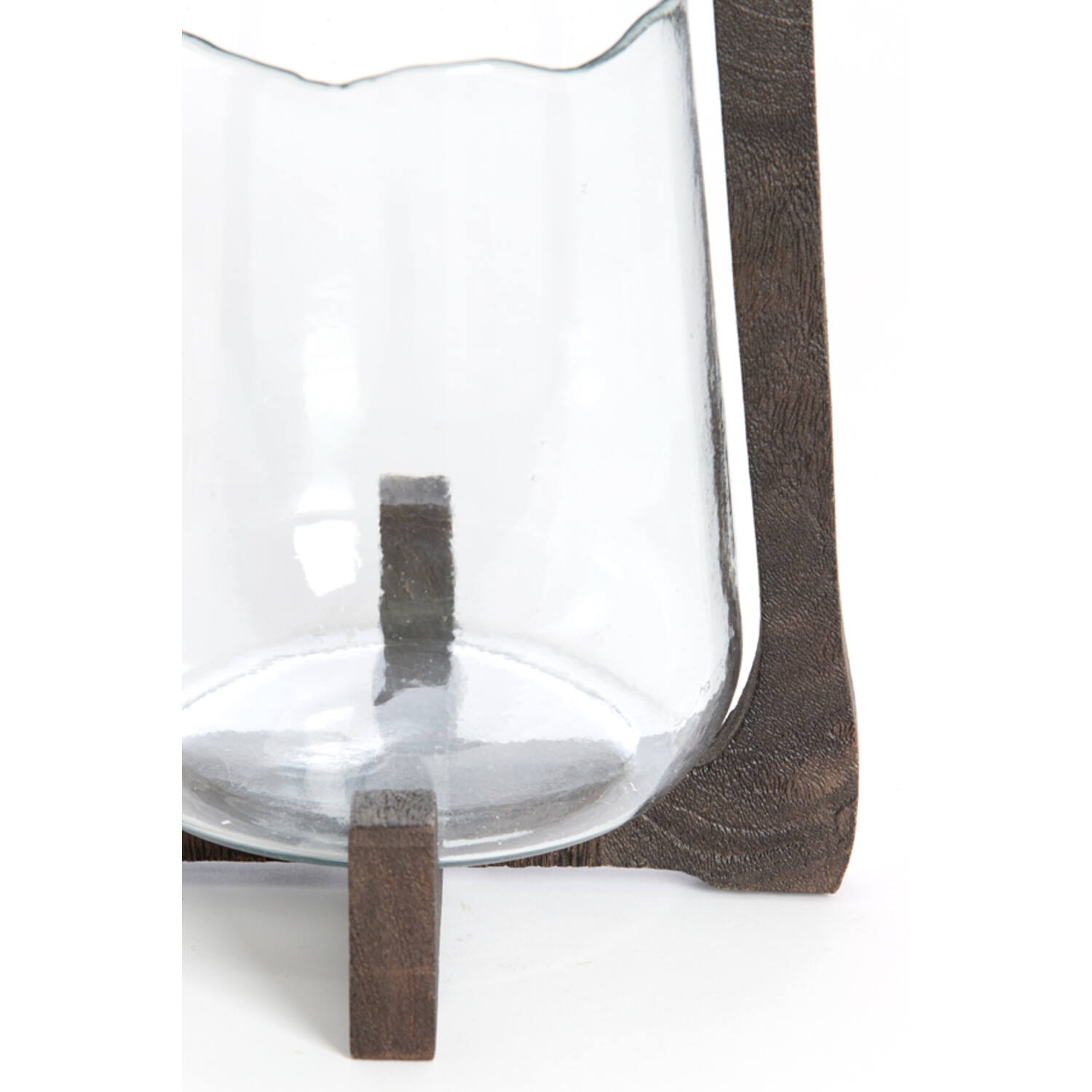Hurricane Ø18x26,5 cm ANOSY glass clear+wood matt dark brown