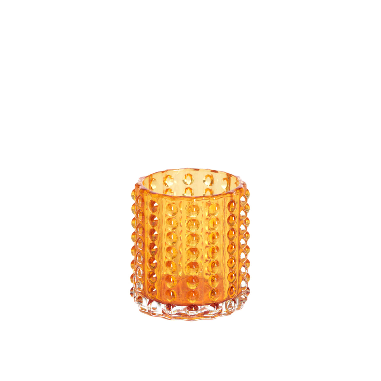 Theelicht Ø9,5x10 cm BUBLINA glas oranje