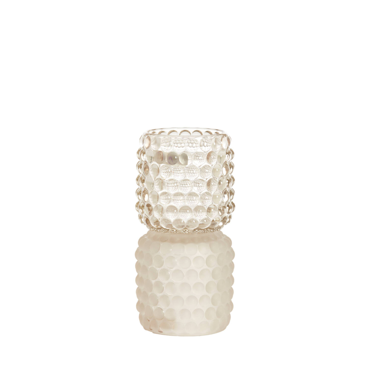 Tealight on base Ø9x16 cm BUBLINI glass matt white+clear