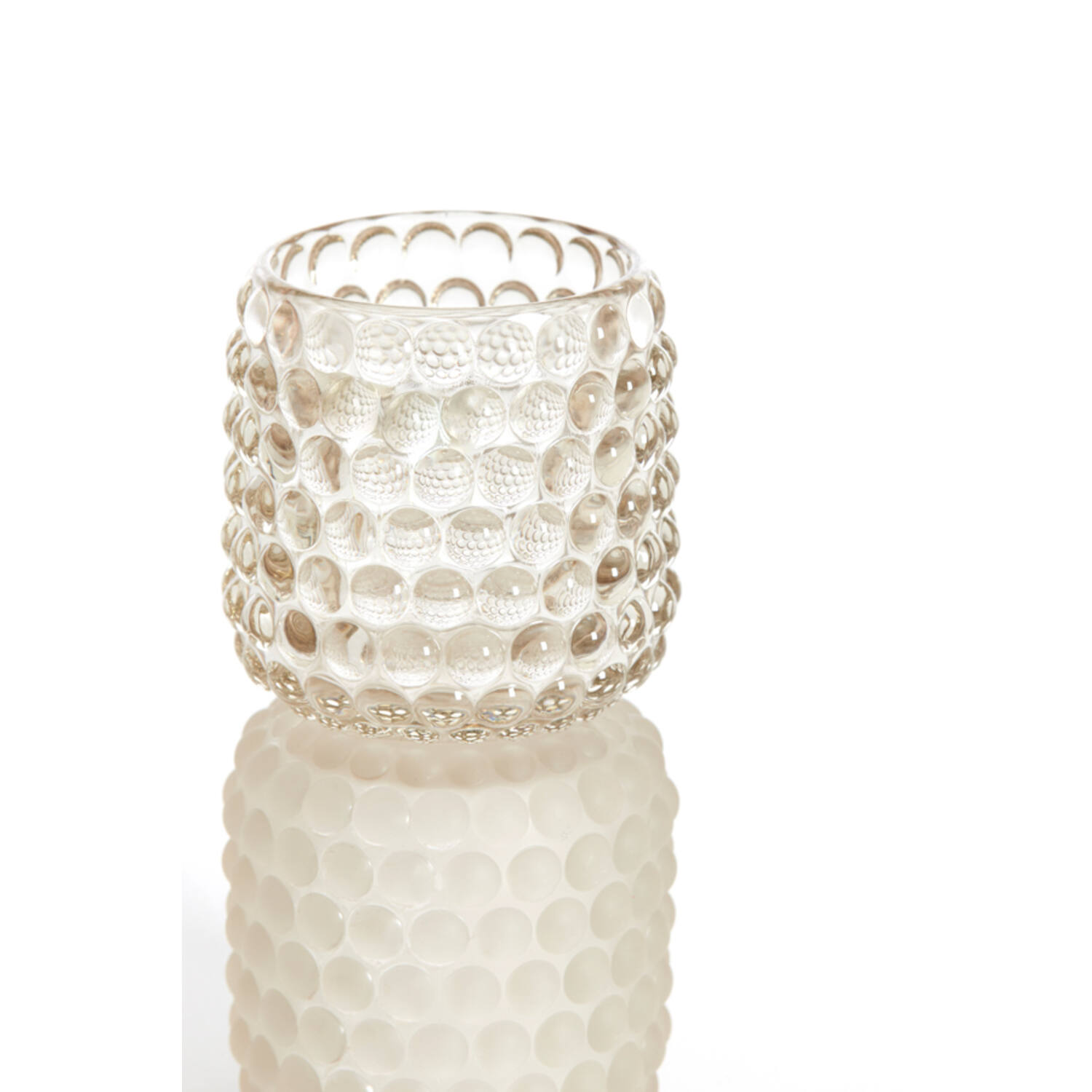 Tealight on base Ø9x16 cm BUBLINI glass matt white+clear