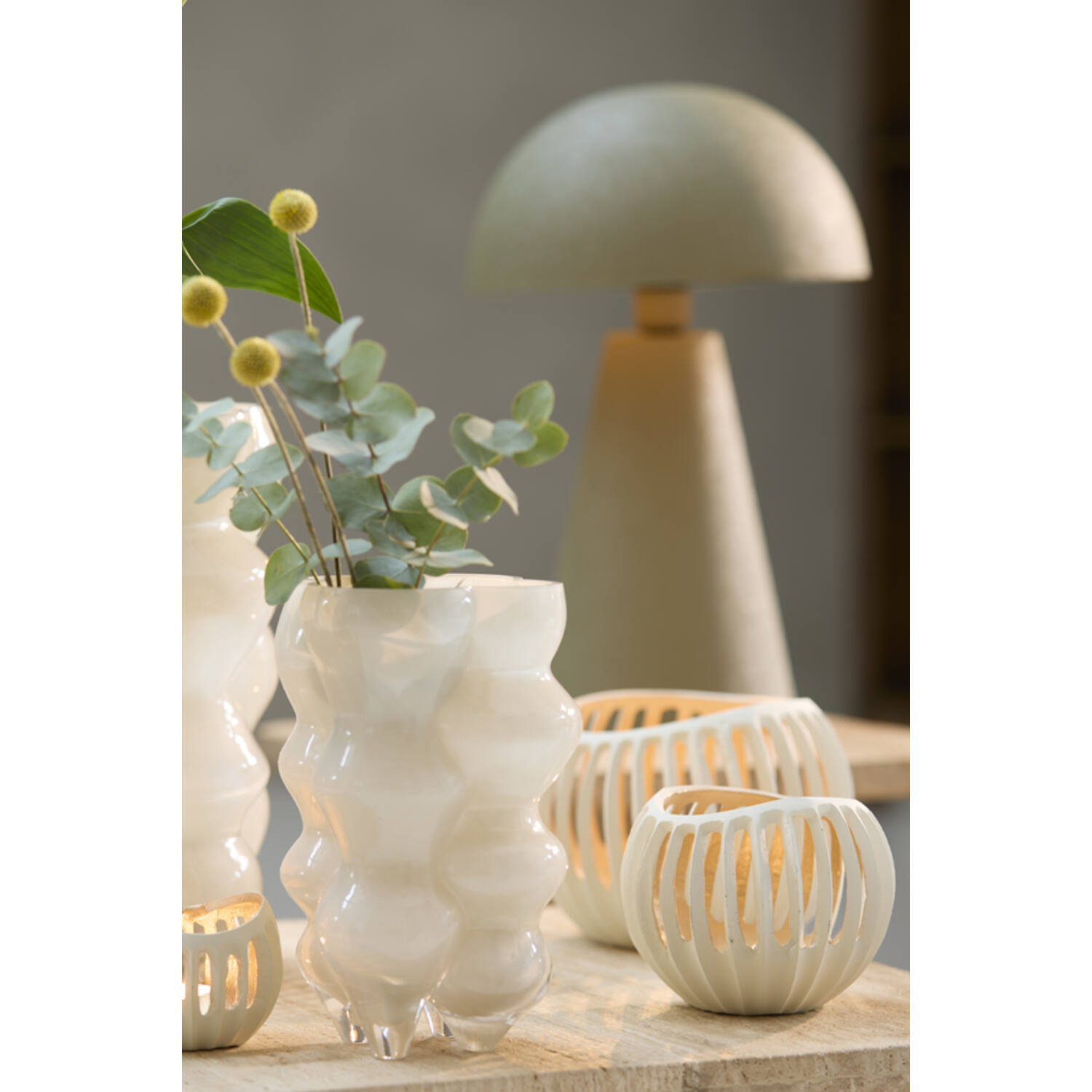 Tealight Ø19x15 cm CHALCO cream+gold