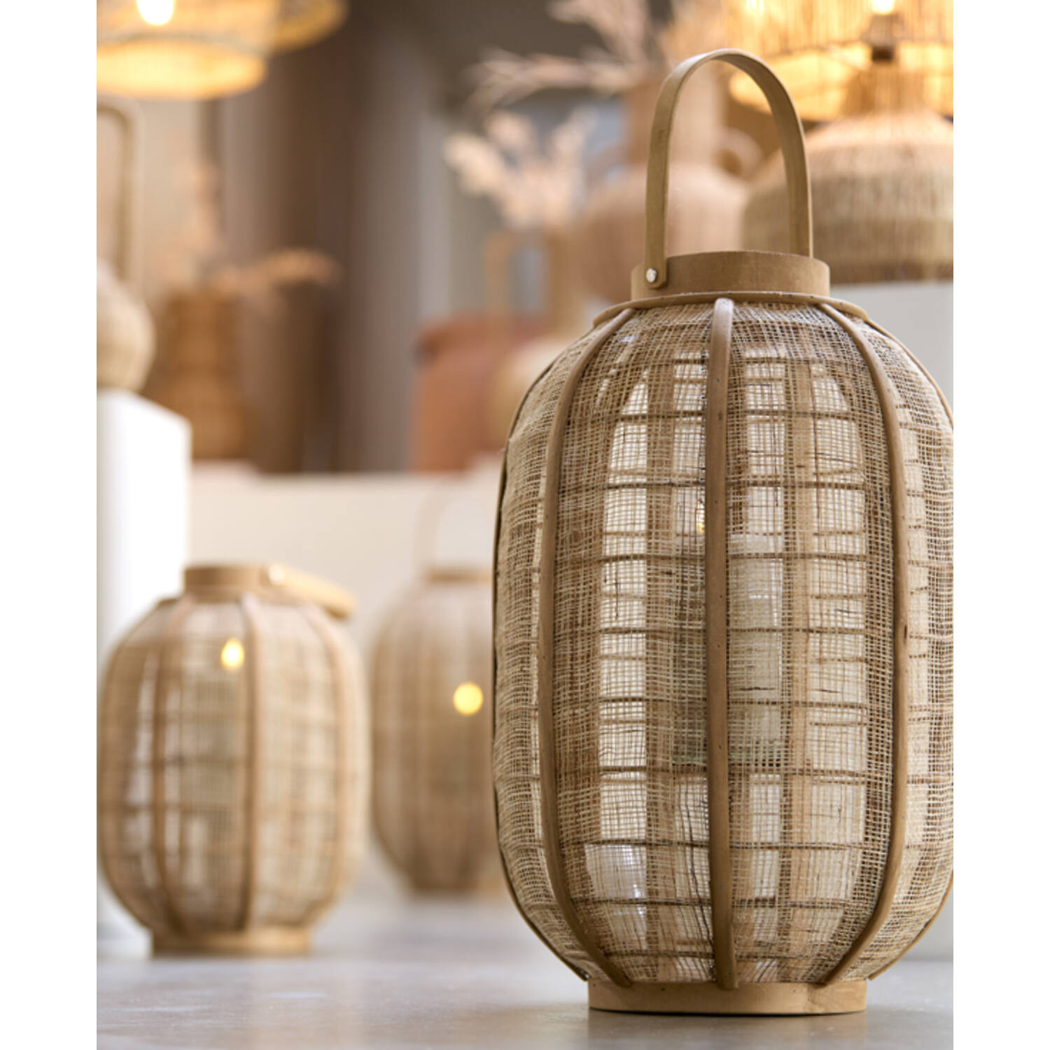 Hurricane Ø34x56 cm CIVENNA raffia natural+wood natural