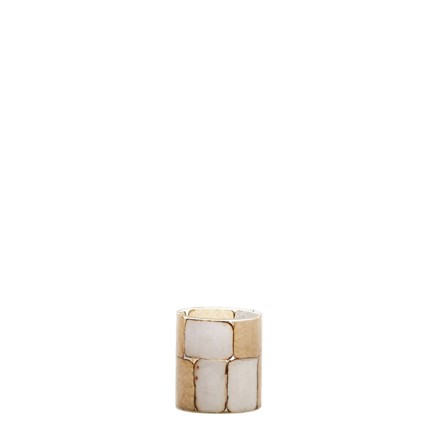 Tealight Ø8x9 cm DRONERO glass clear+white+brown