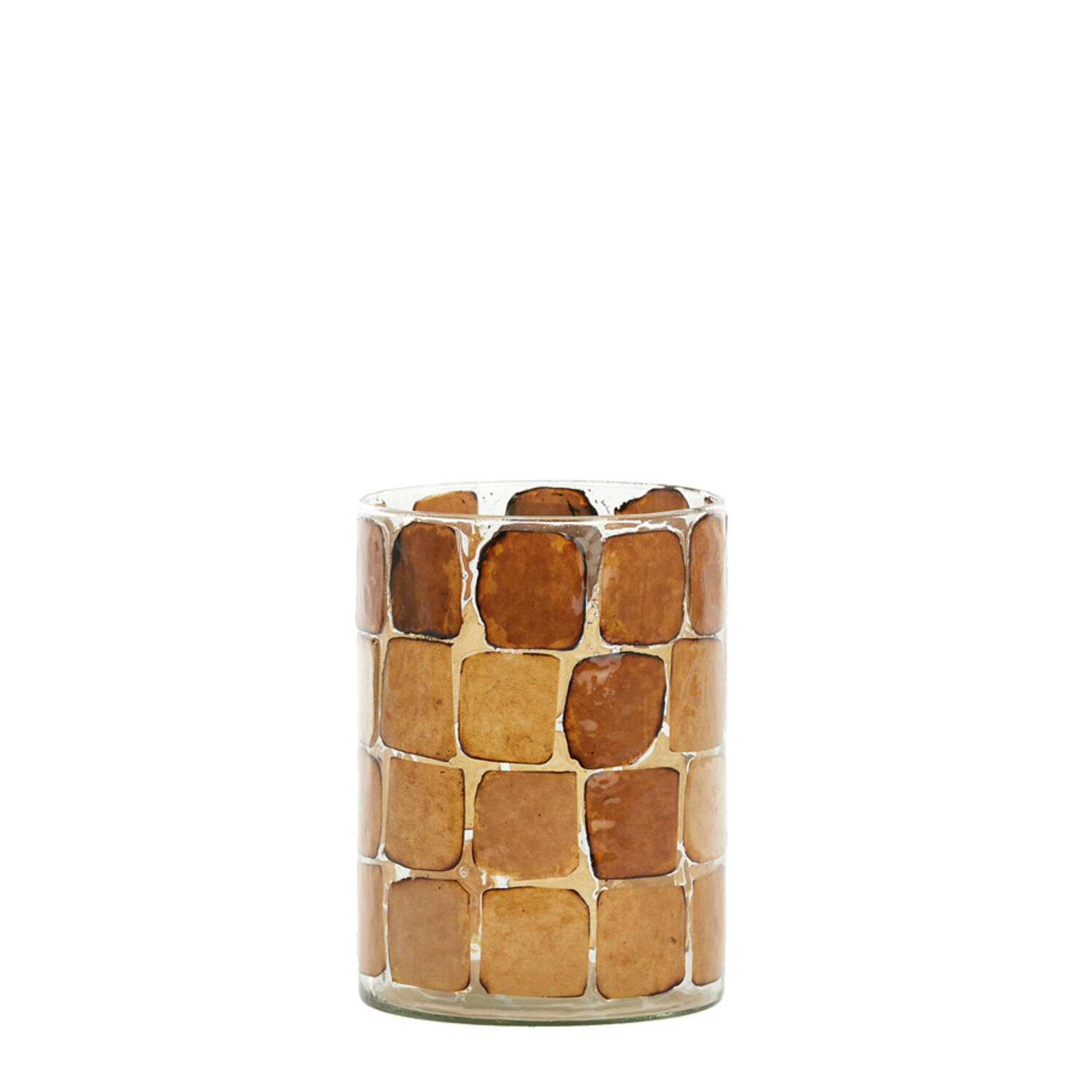 Tealight Ø14x20 cm DRONERO glass clear+brown