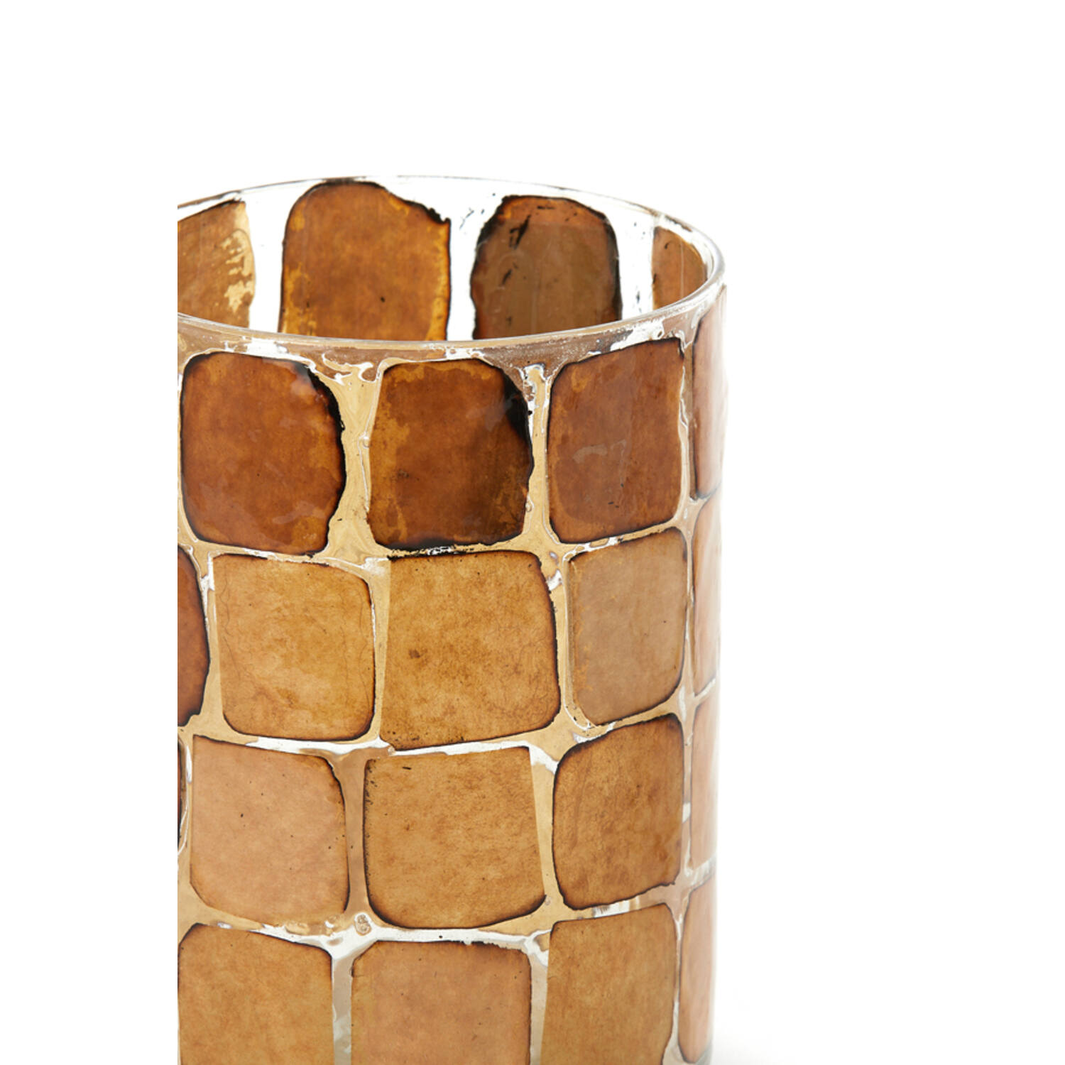 Tealight Ø14x20 cm DRONERO glass clear+brown