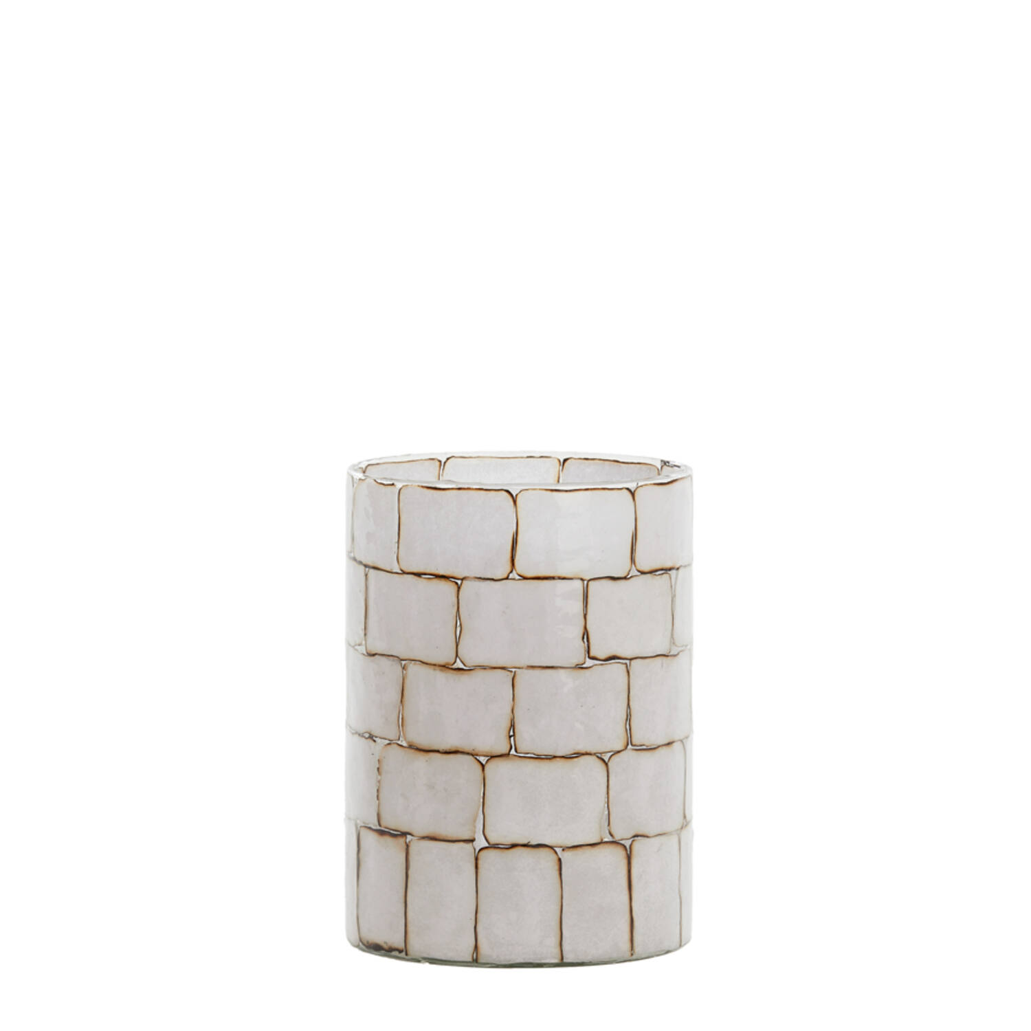 Tealight Ø14x20 cm DRONERO glass clear+white