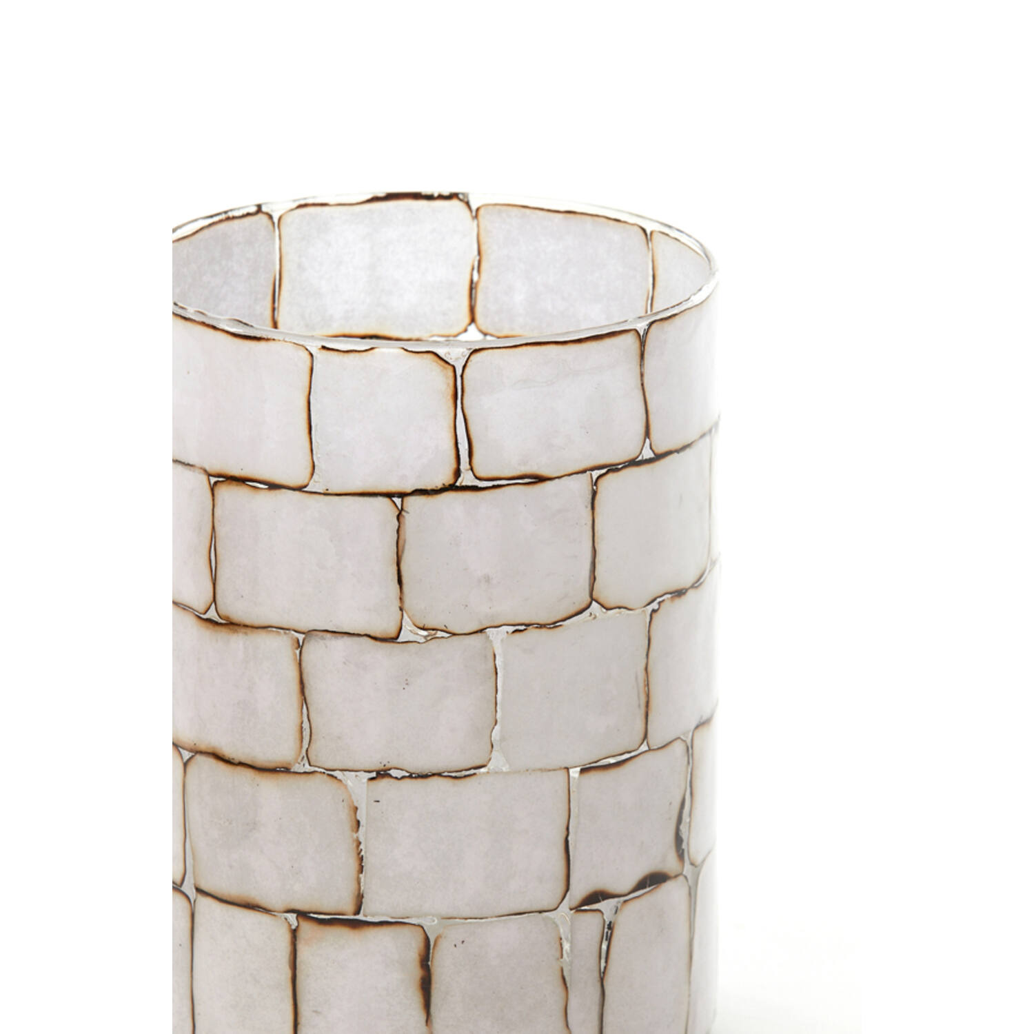Tealight Ø14x20 cm DRONERO glass clear+white