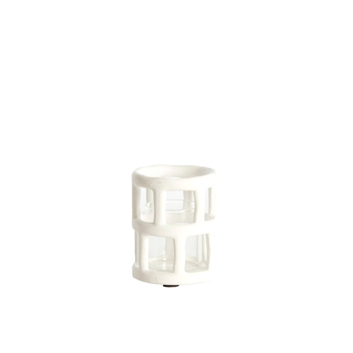 Tealight Ø8,5x10 cm ALIMOS white+glass
