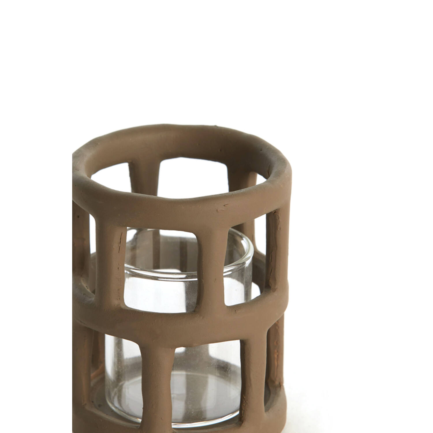 Tealight Ø8,5x10 cm ALIMOS dark brown+glass