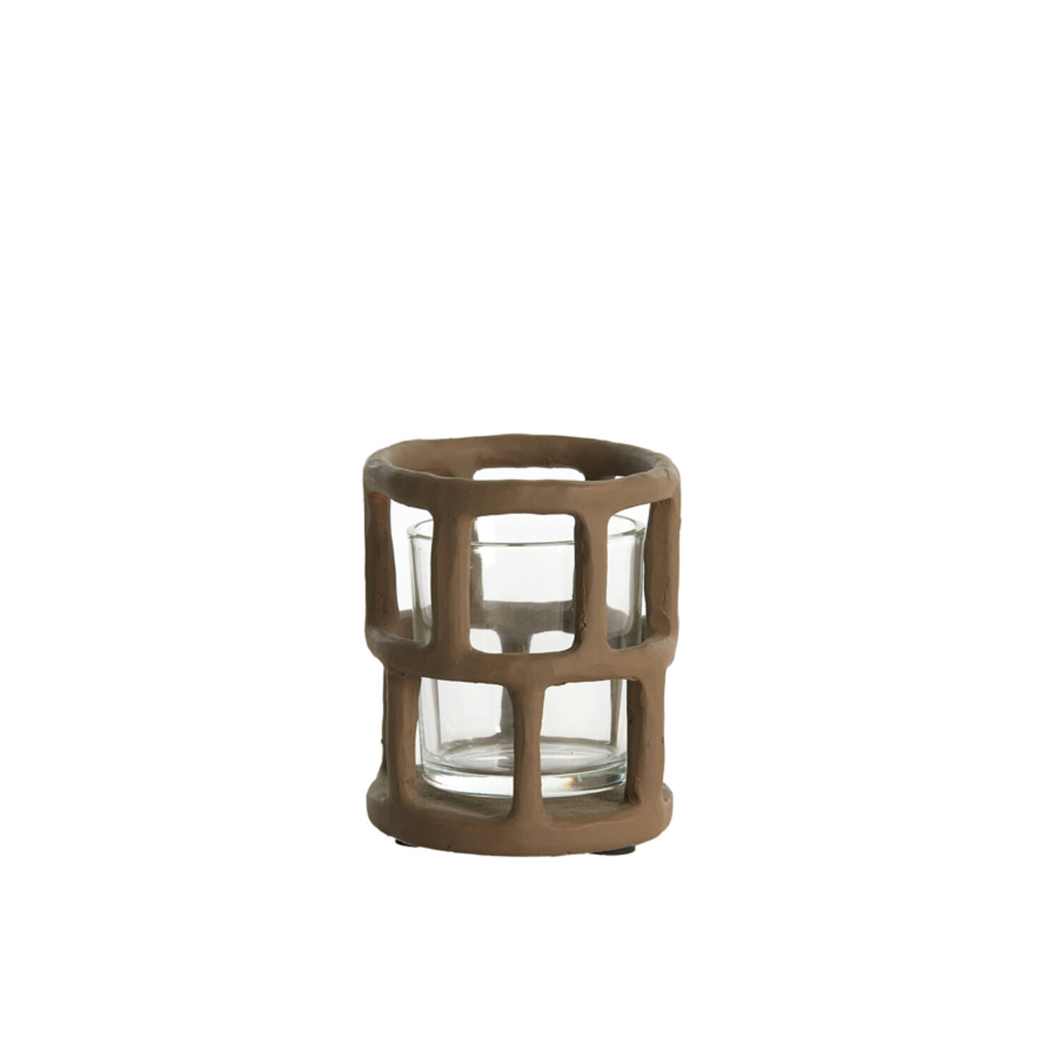 Tealight Ø10x12 cm ALIMOS dark brown+glass