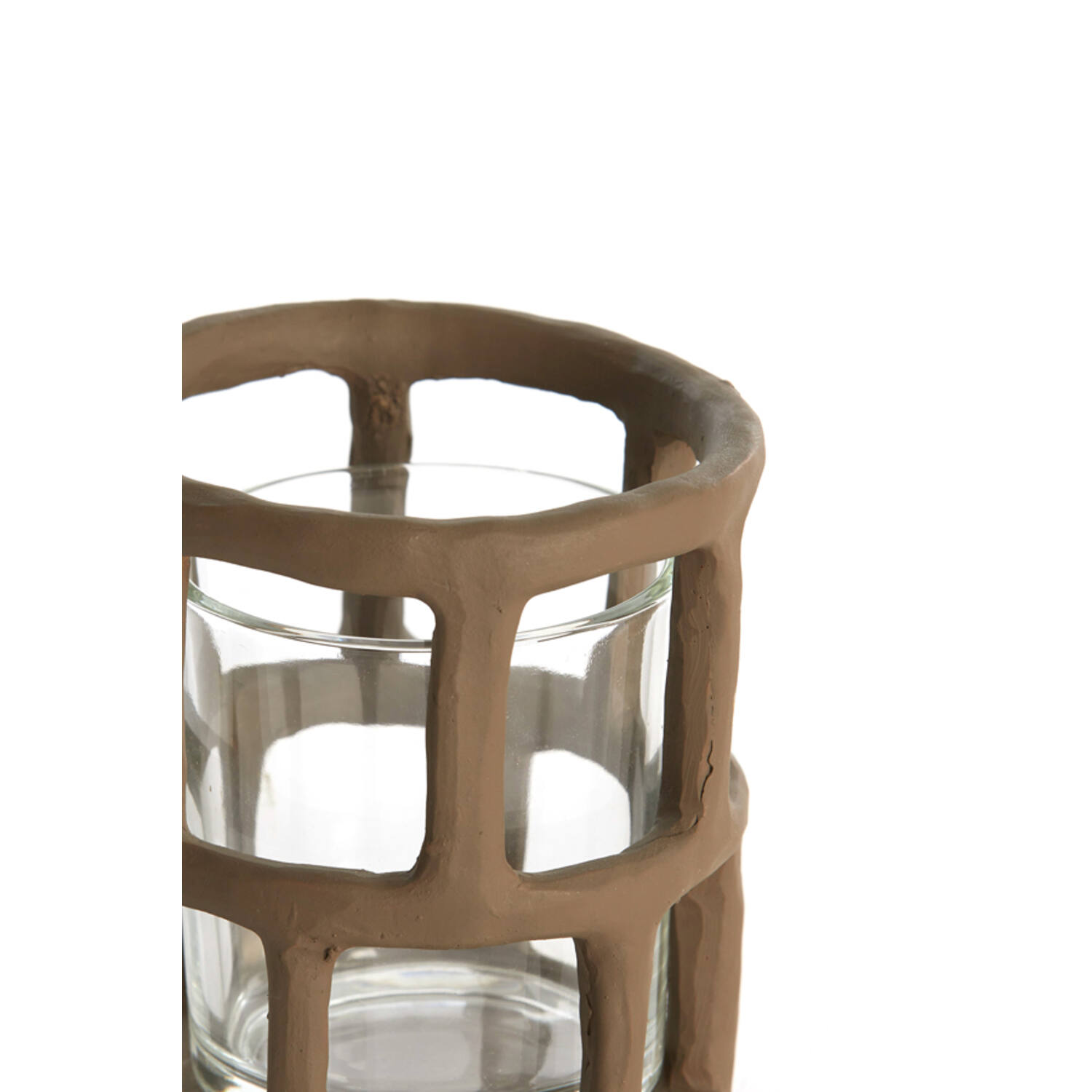 Tealight Ø10x12 cm ALIMOS dark brown+glass
