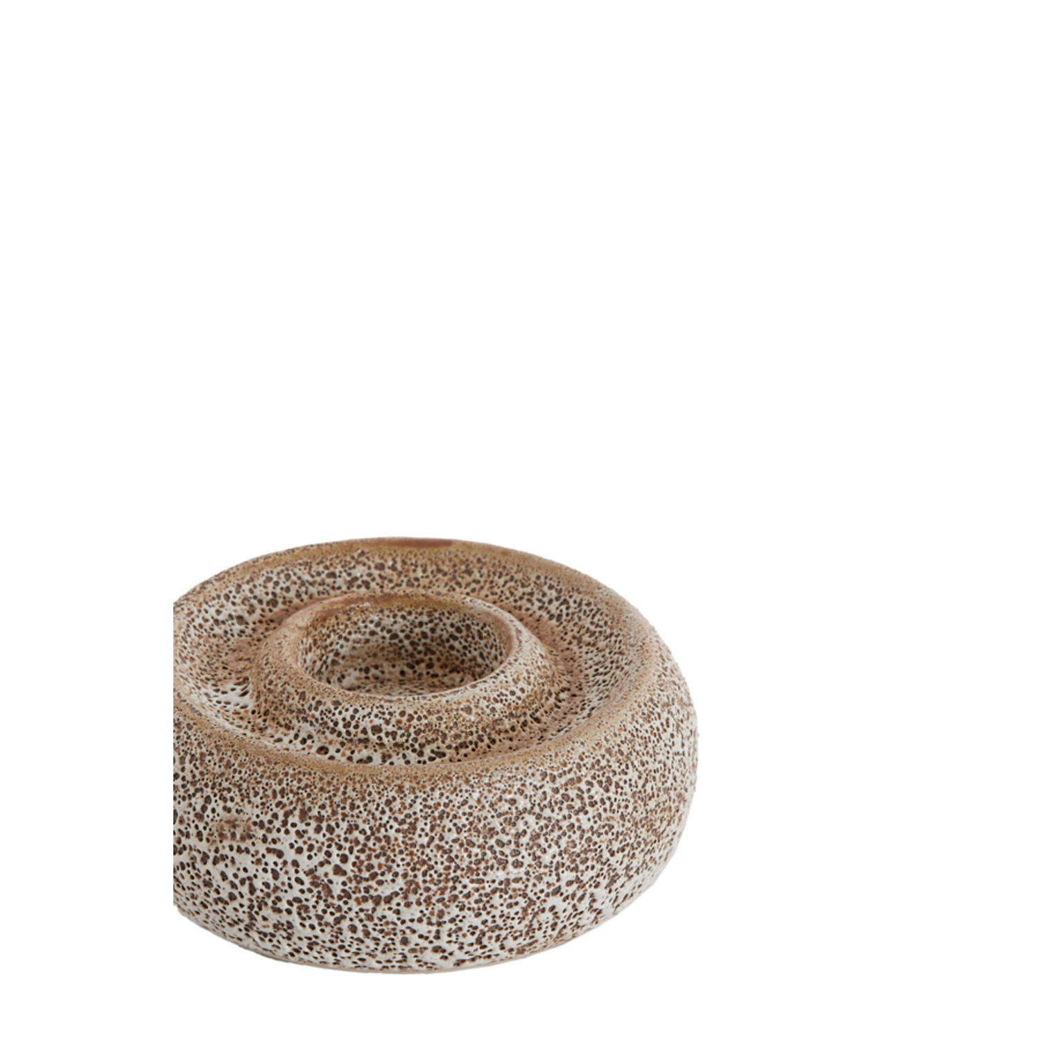Theelichthouder Ø12,5x5 cm OTHONI keramiek crème-zwart