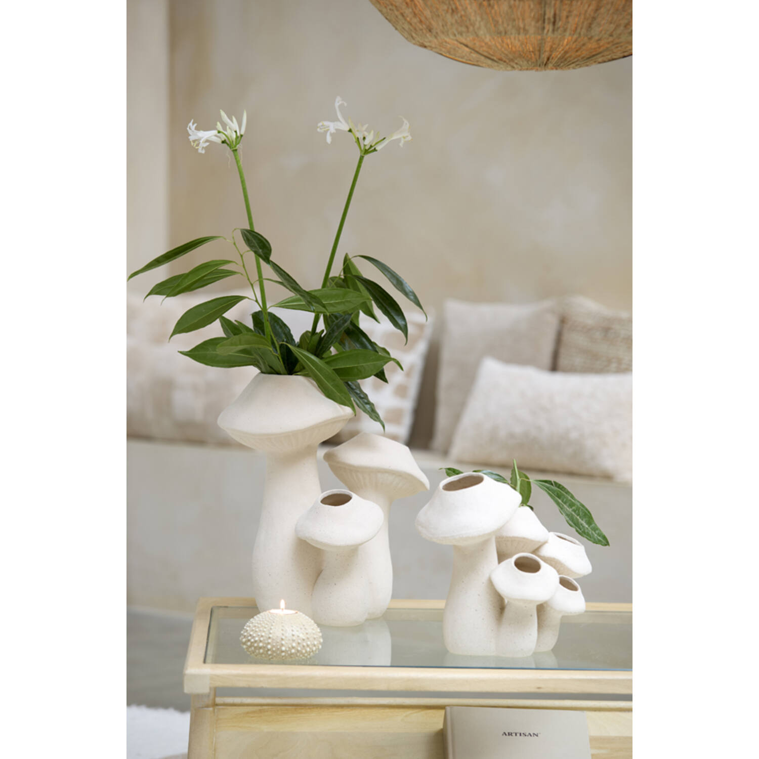 Tealight holder Ø12x7 cm SEA URCHIN cream
