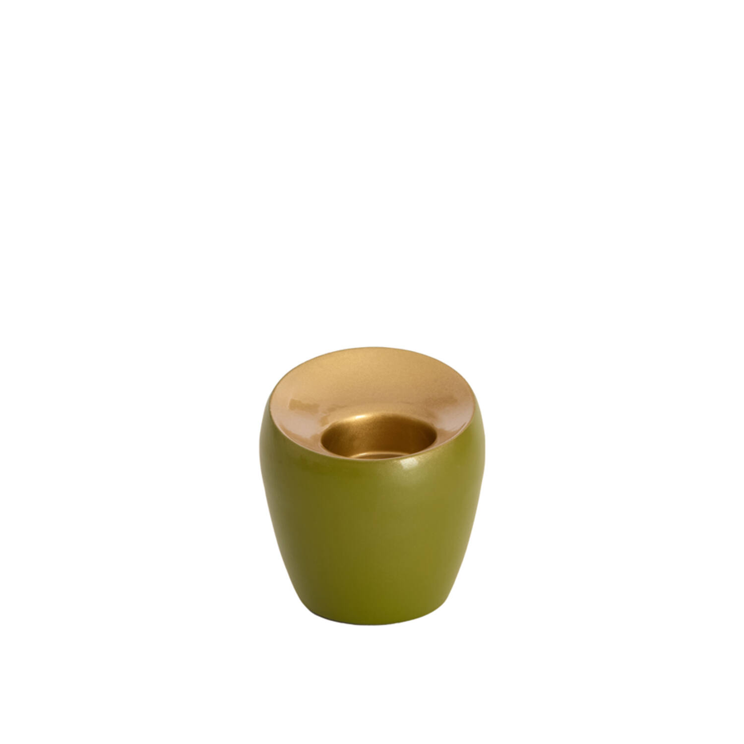 Tealight Ø9x9 cm VEROLI matt olive green+gold