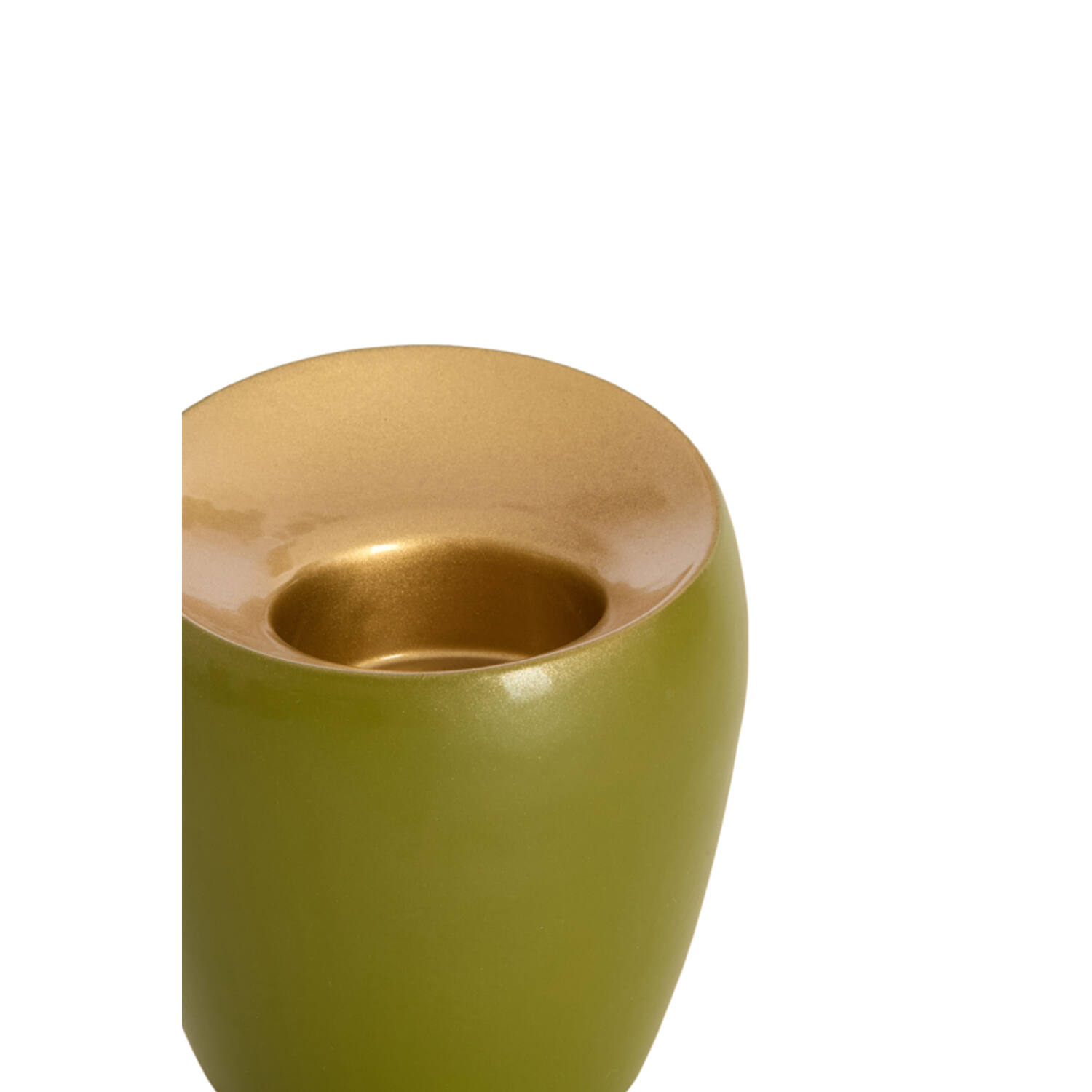 Tealight Ø9x9 cm VEROLI matt olive green+gold