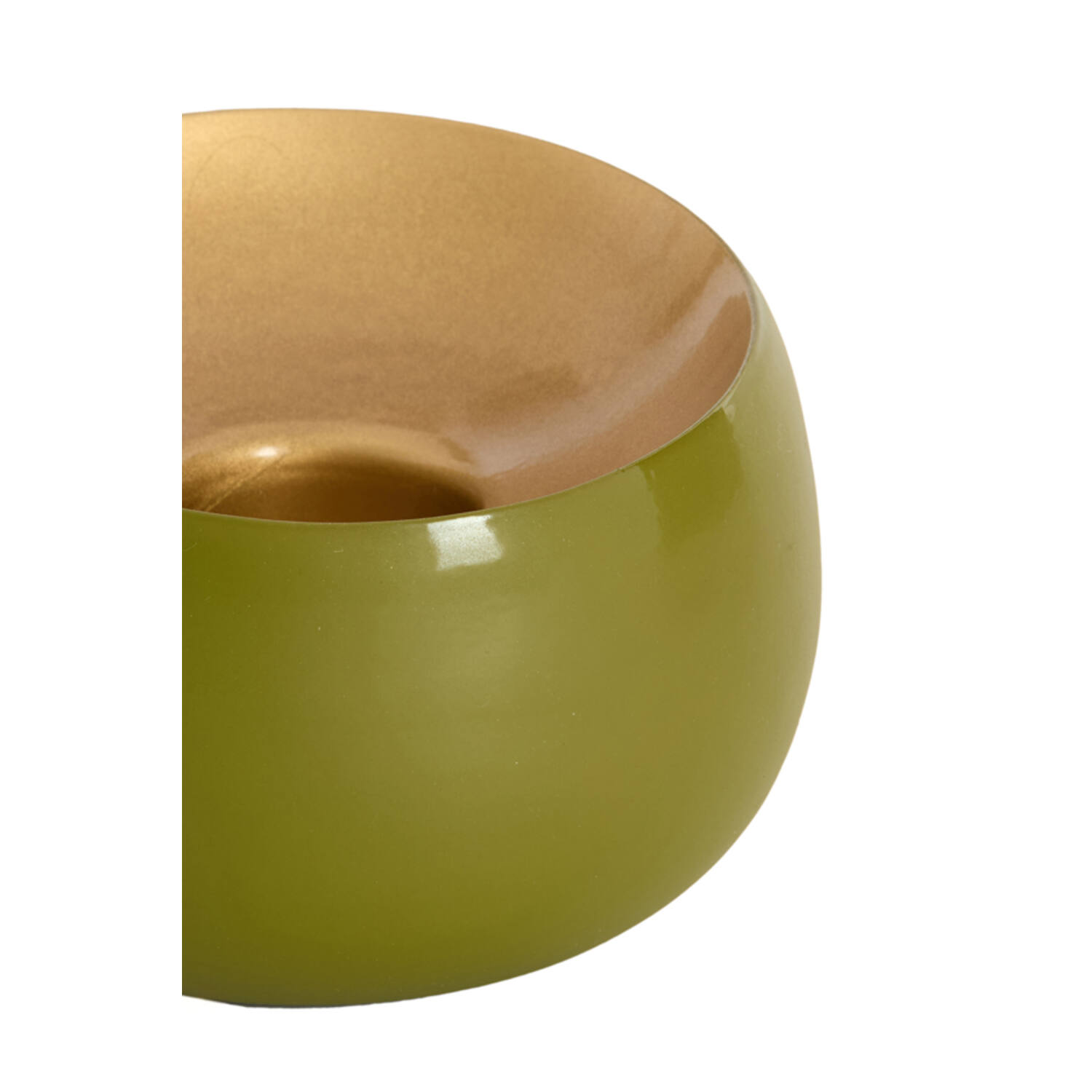 Tealight Ø9x6 cm VEROLI matt olive green+gold