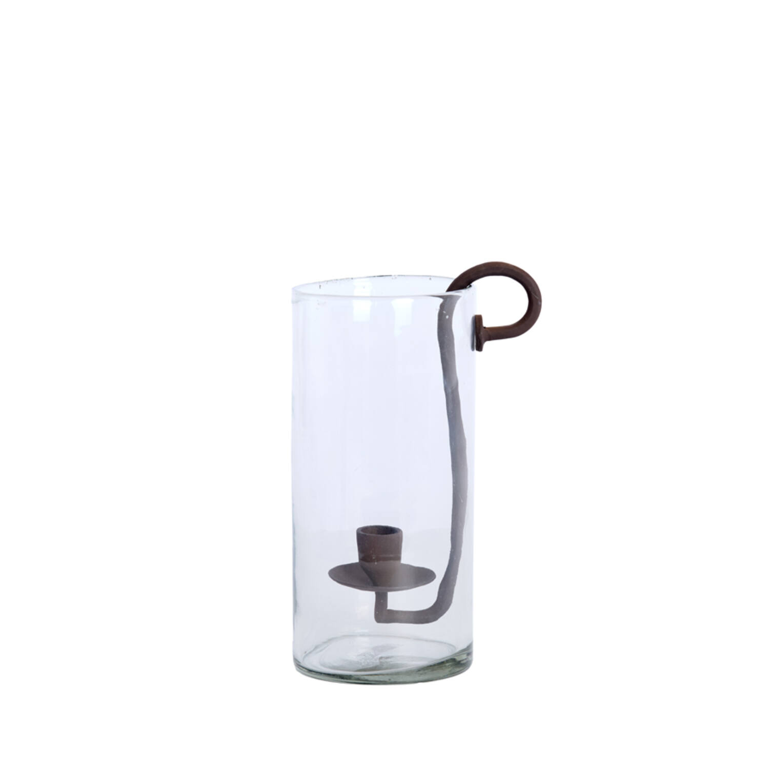 Windlicht 17x13x28,5 cm DOLEGA glas helder+antiek dnkr bruin