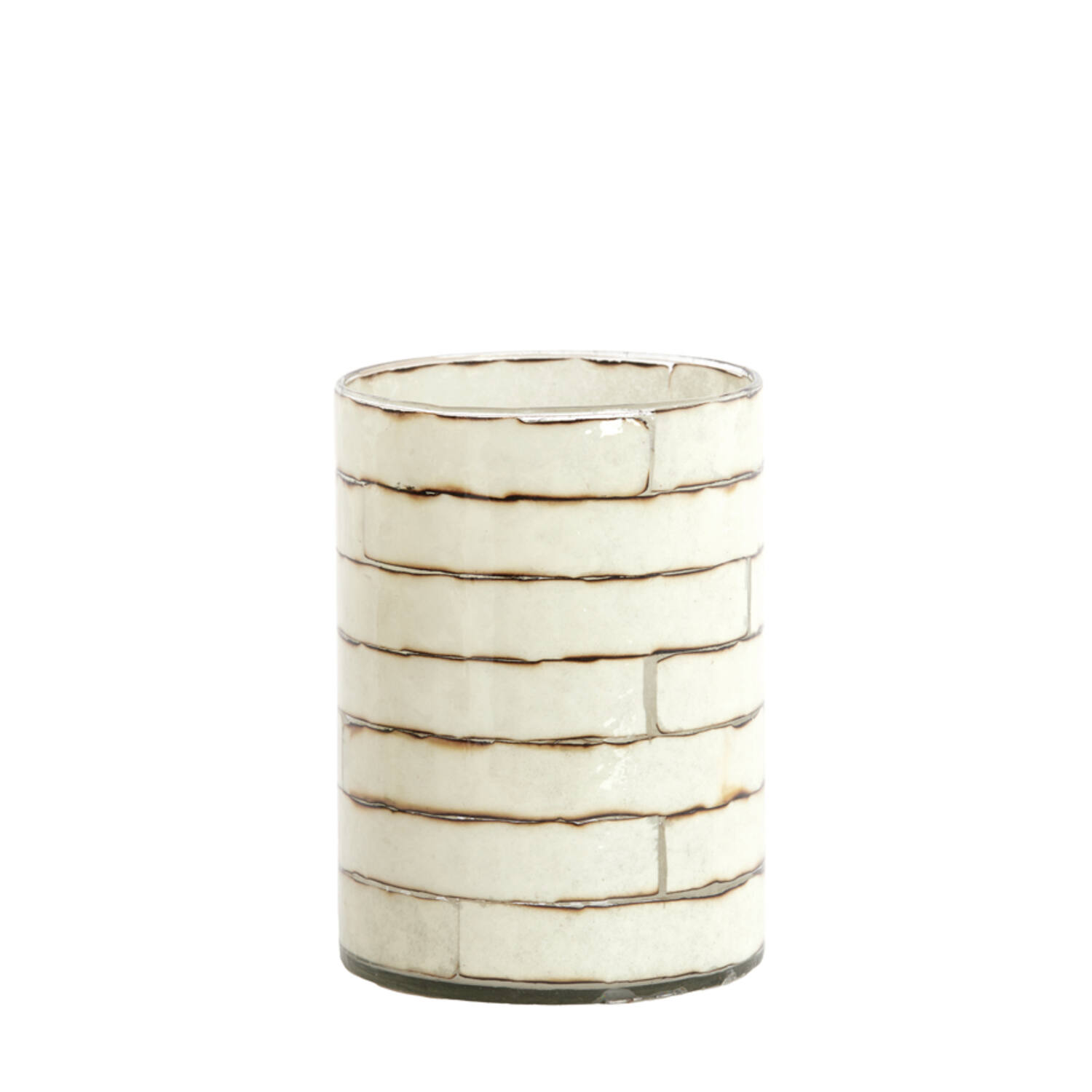 Tealight Ø14x20 cm DRONERI glass clear+cream