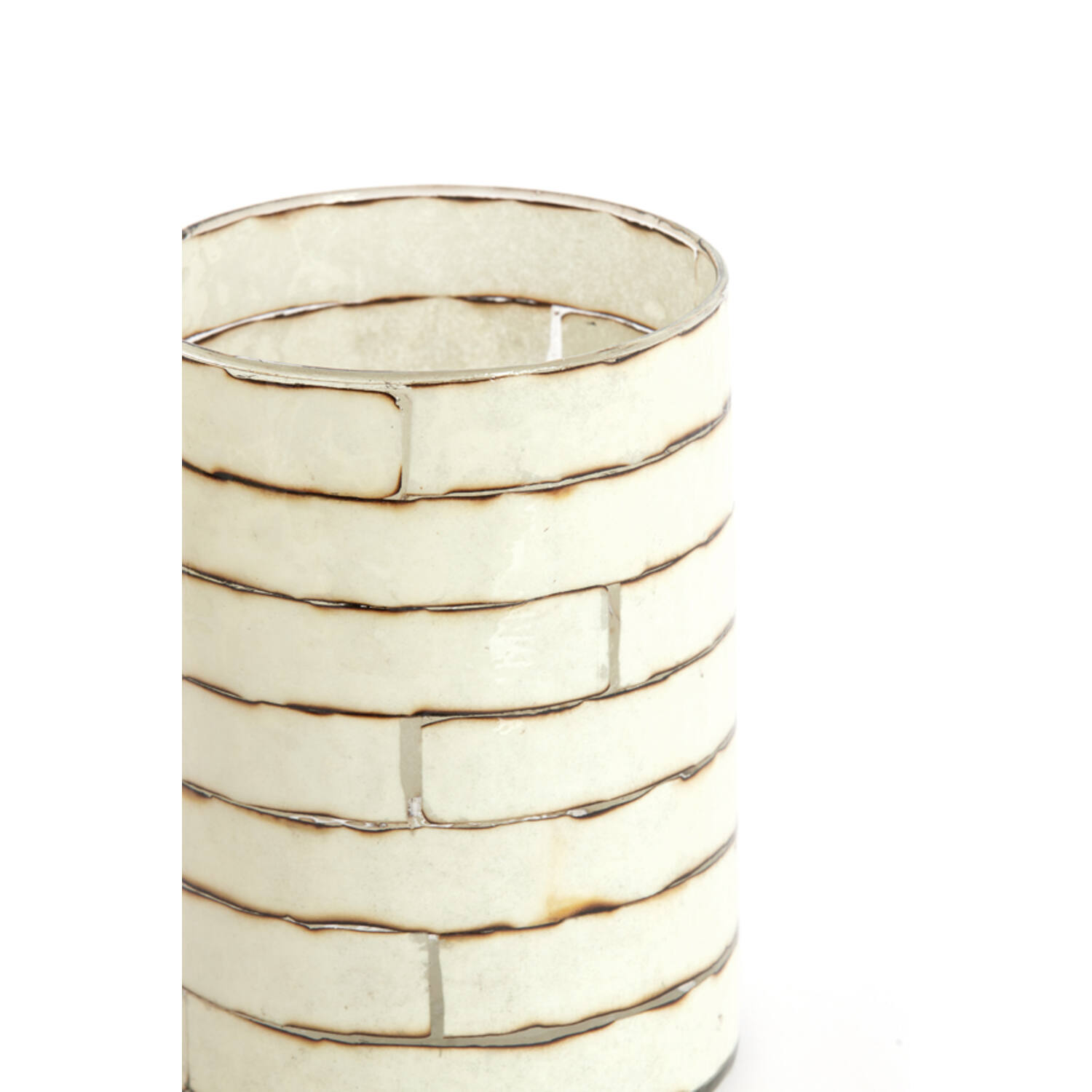 Tealight Ø14x20 cm DRONERI glass clear+cream