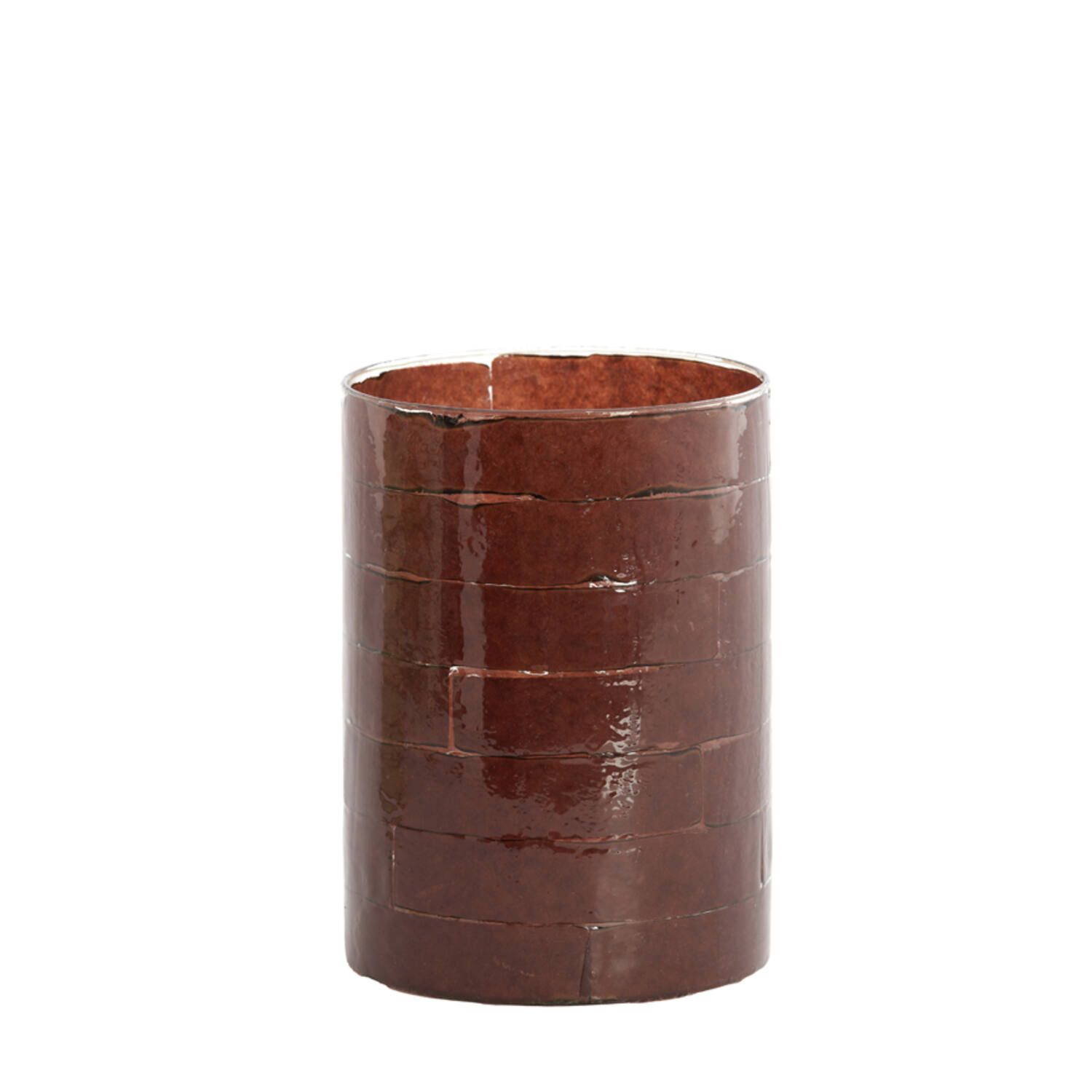 Tealight Ø14x20 cm DRONERI glass clear+dark brown