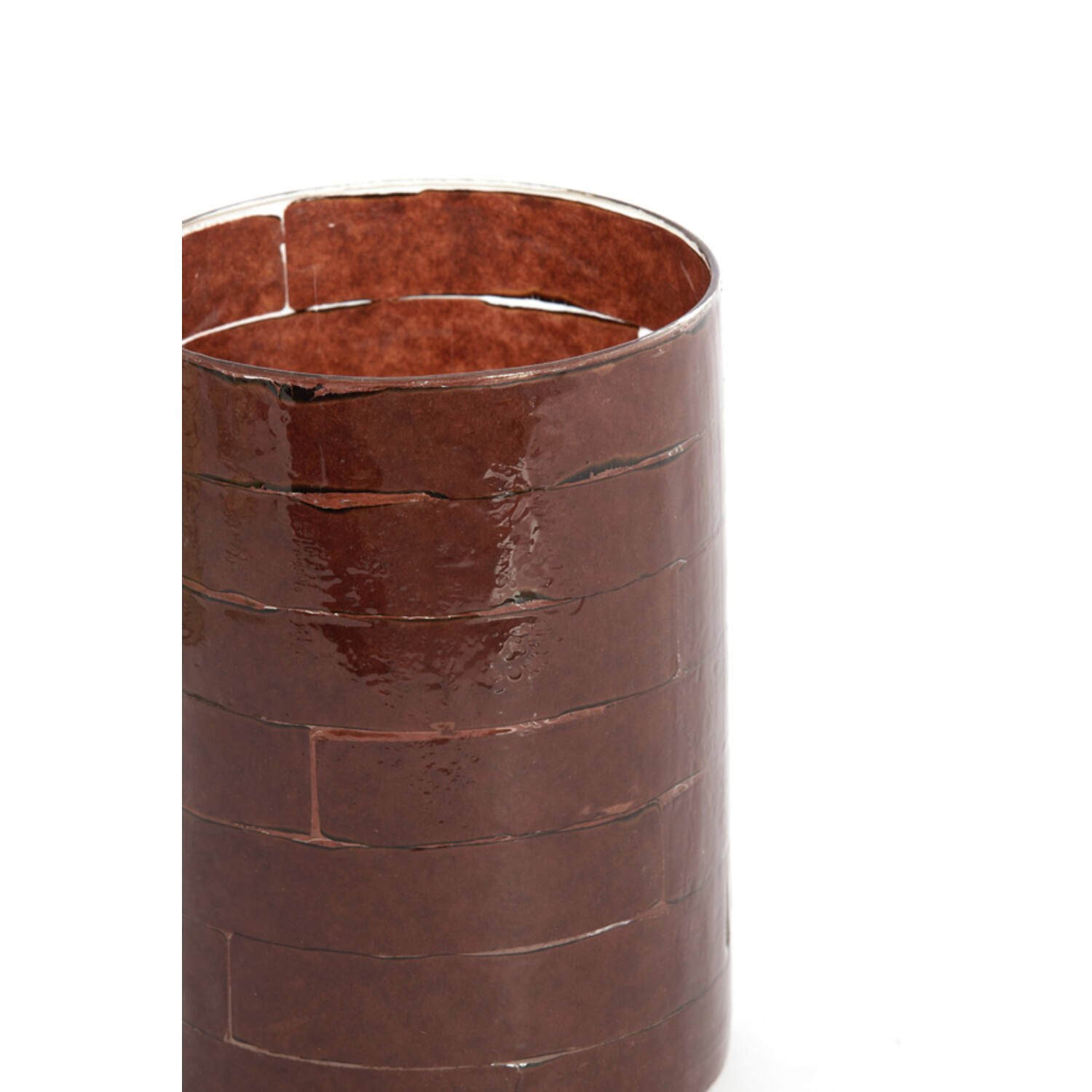 Tealight Ø14x20 cm DRONERI glass clear+dark brown