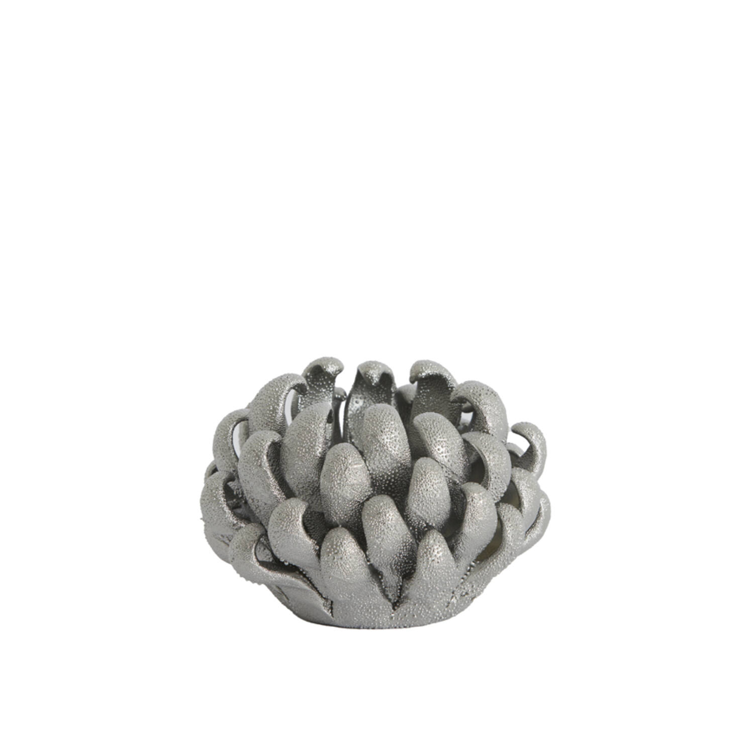 Tealight holder Ø10,5x7,5 cm SERINA porcelain silver