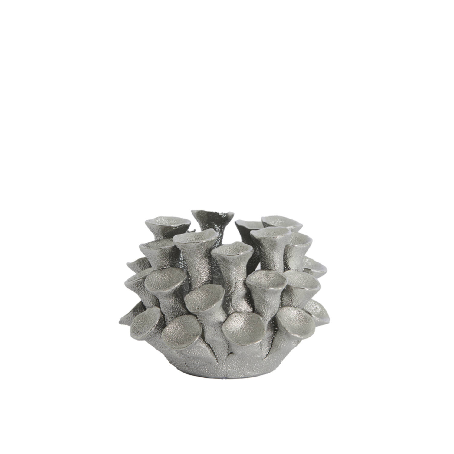 Tealight holder Ø10,5x7,5 cm DELARA porcelain silver