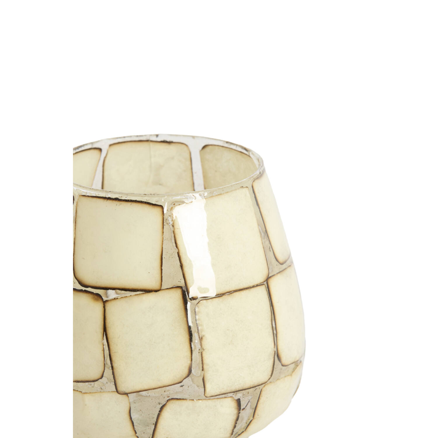 Tealight Ø11x11 cm KUALA glass clear+cream