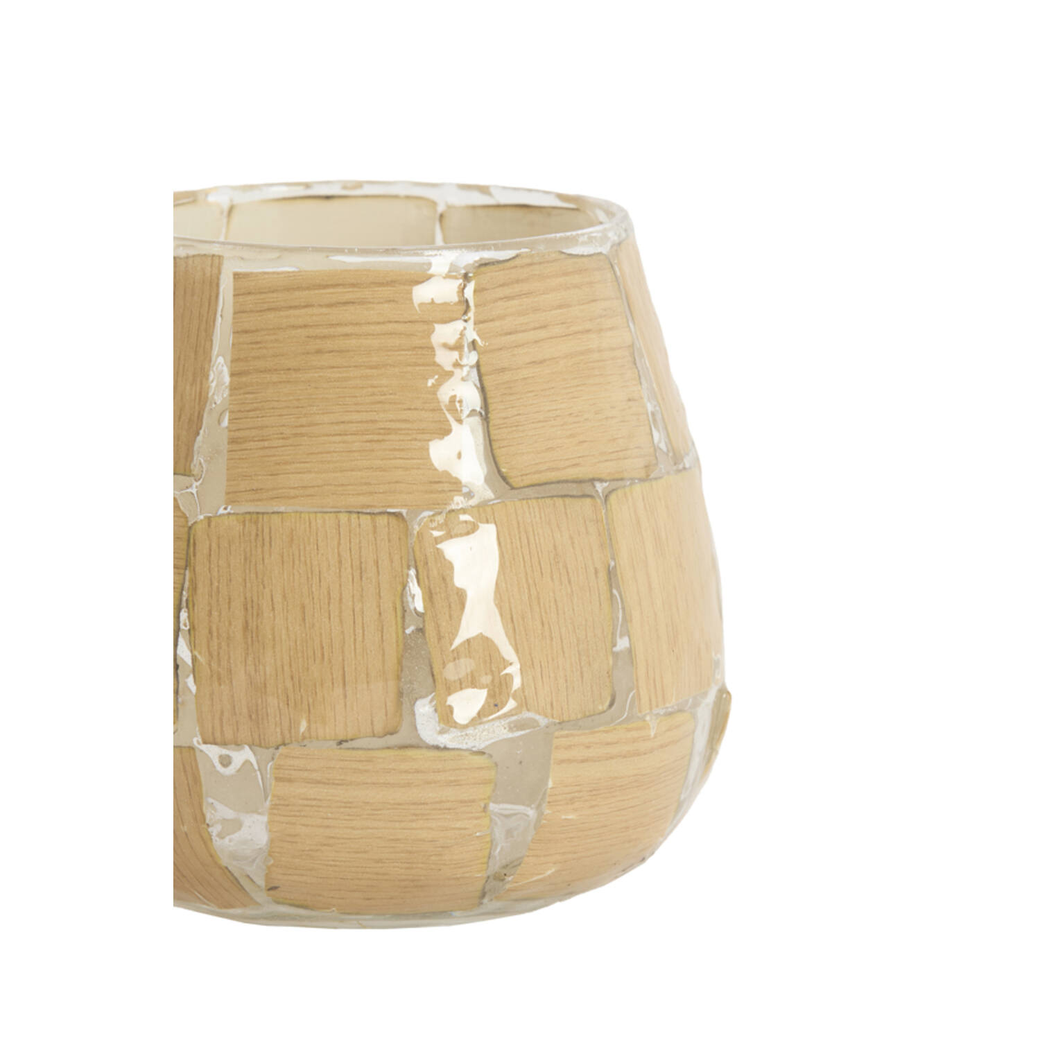 Tealight Ø11x11 cm KUALA glass clear+terra