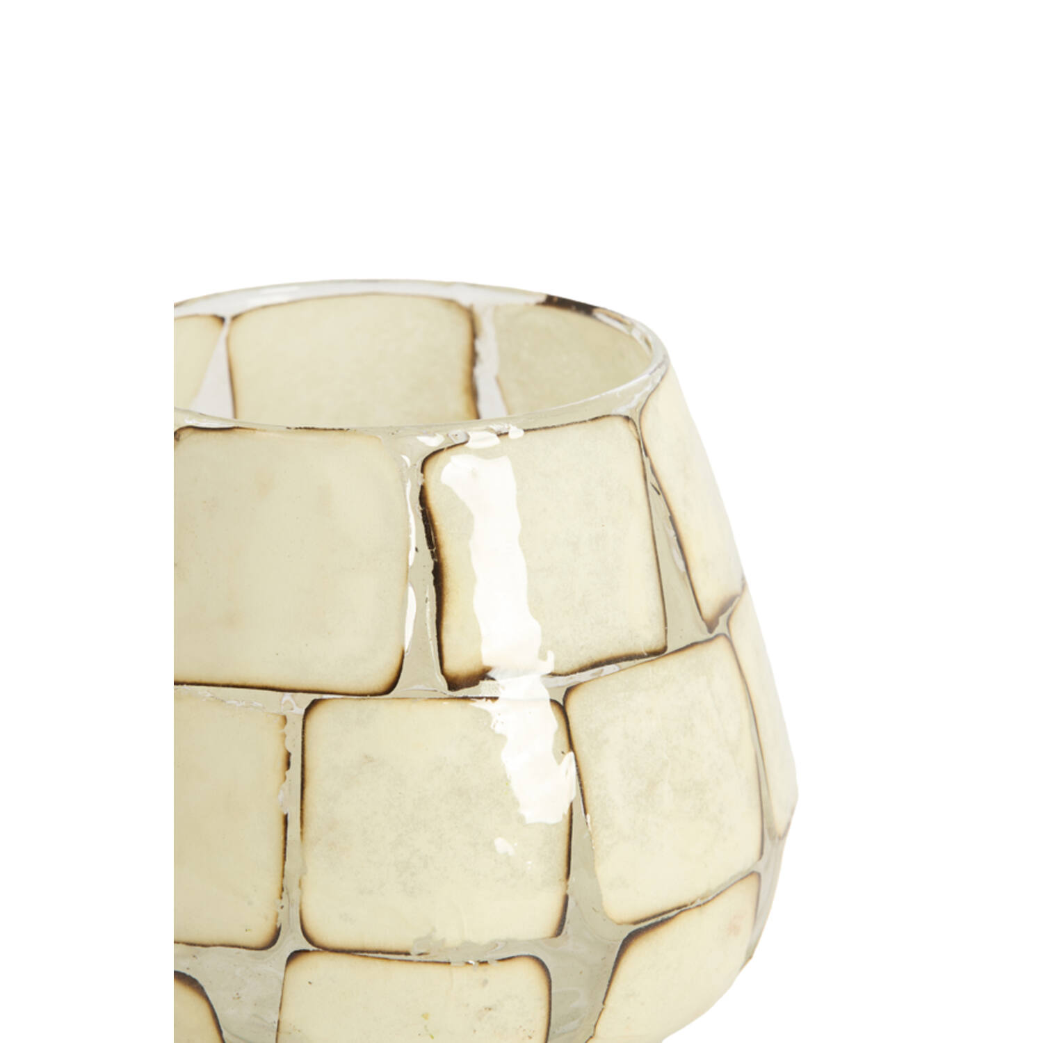Tealight Ø14x14 cm KUALA glass clear+cream