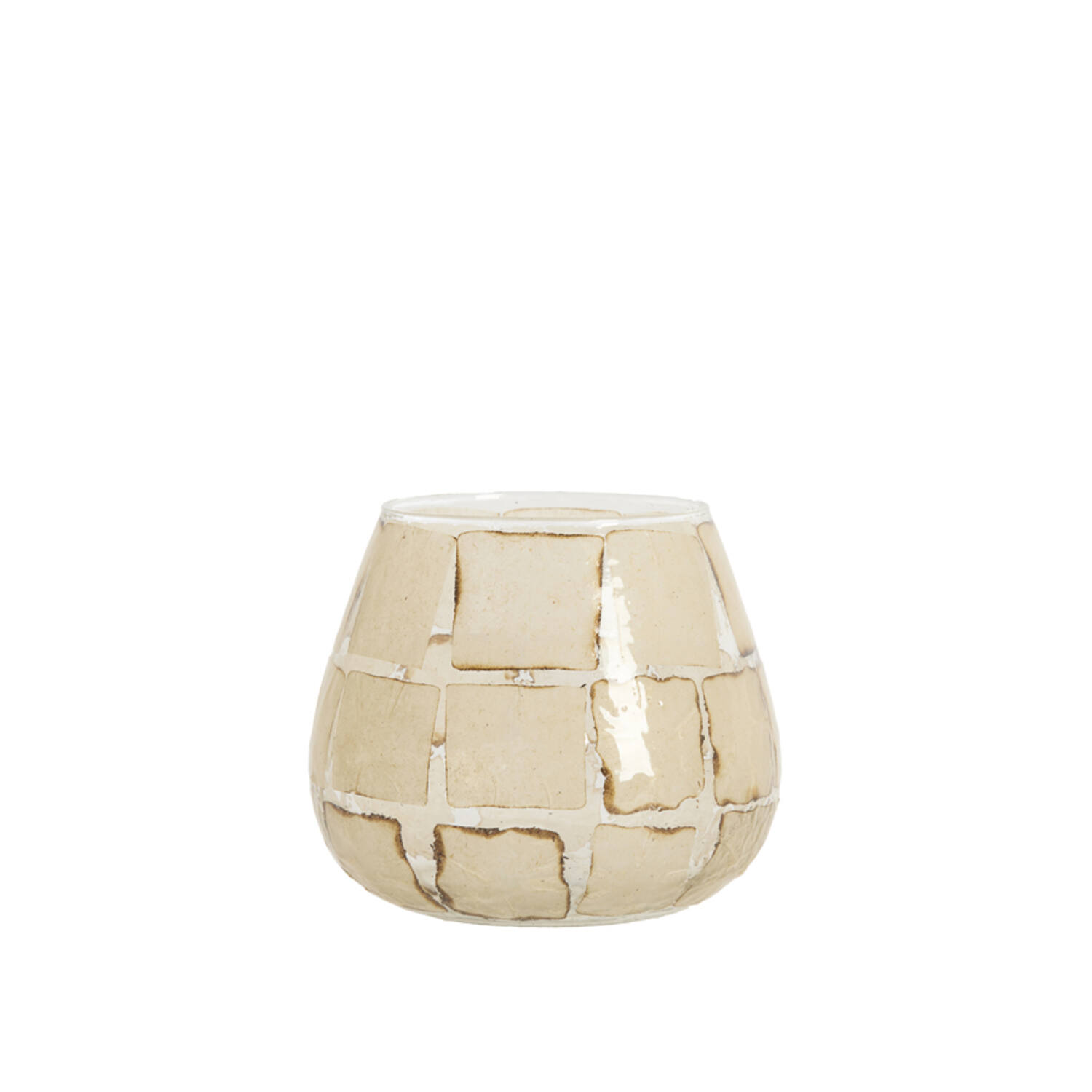 Tealight Ø14x14 cm KUALA glass clear+sand
