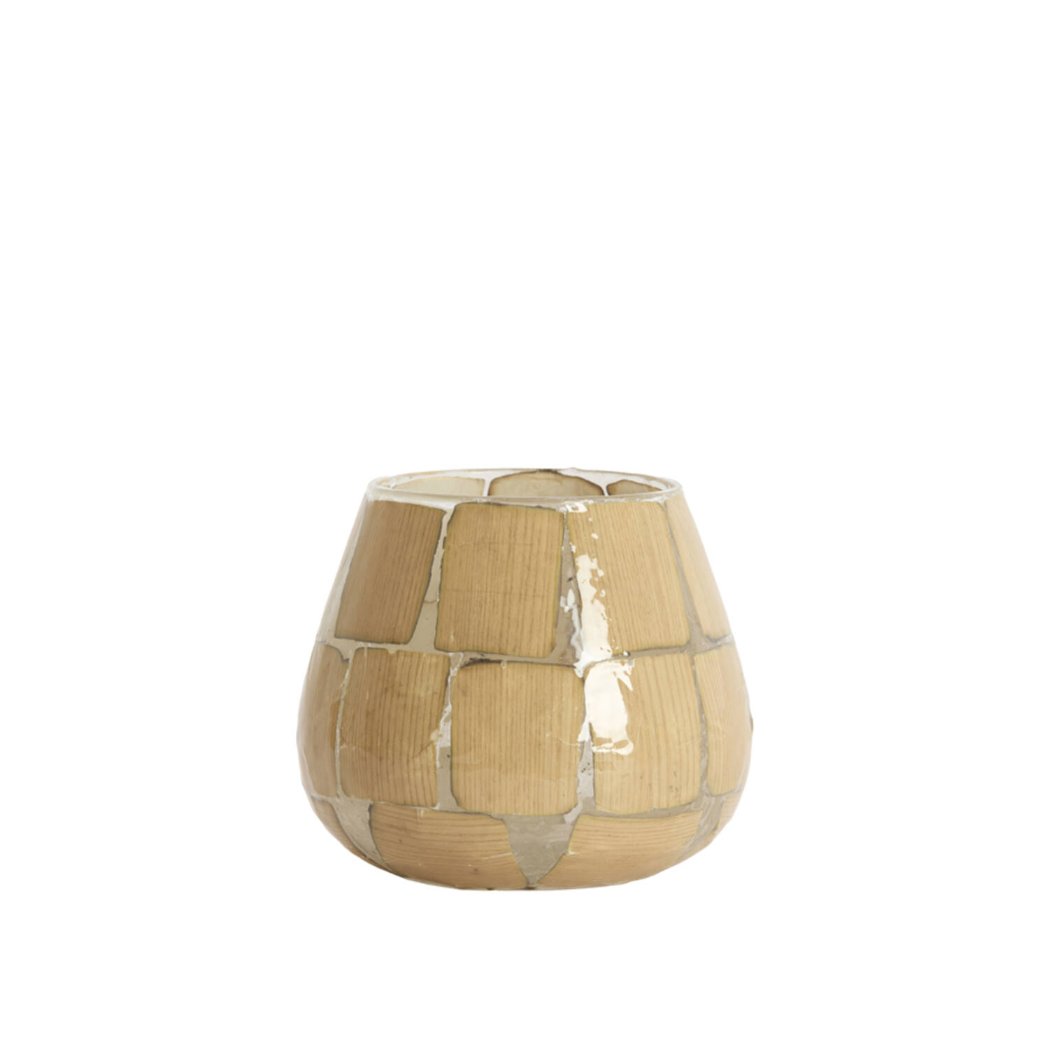 Tealight Ø14x14 cm KUALA glass clear+terra