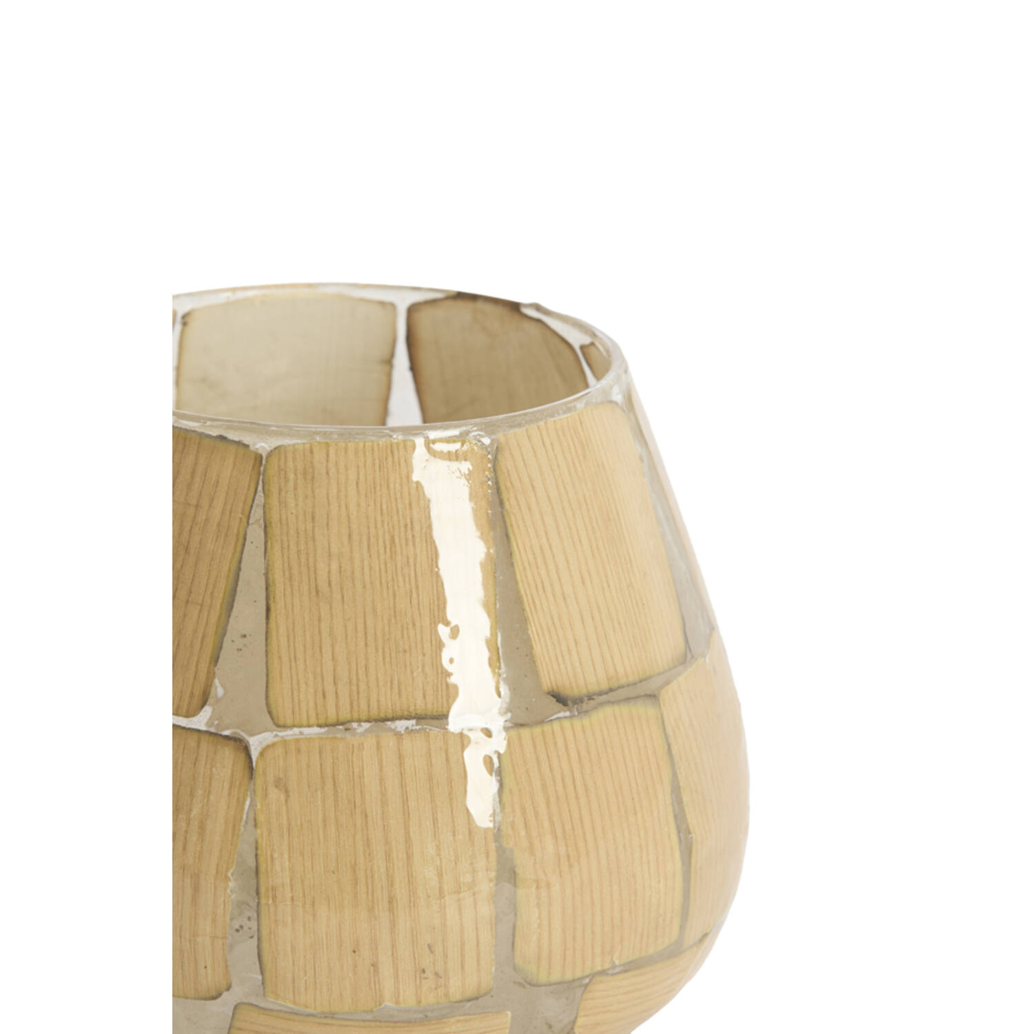 Tealight Ø14x14 cm KUALA glass clear+terra
