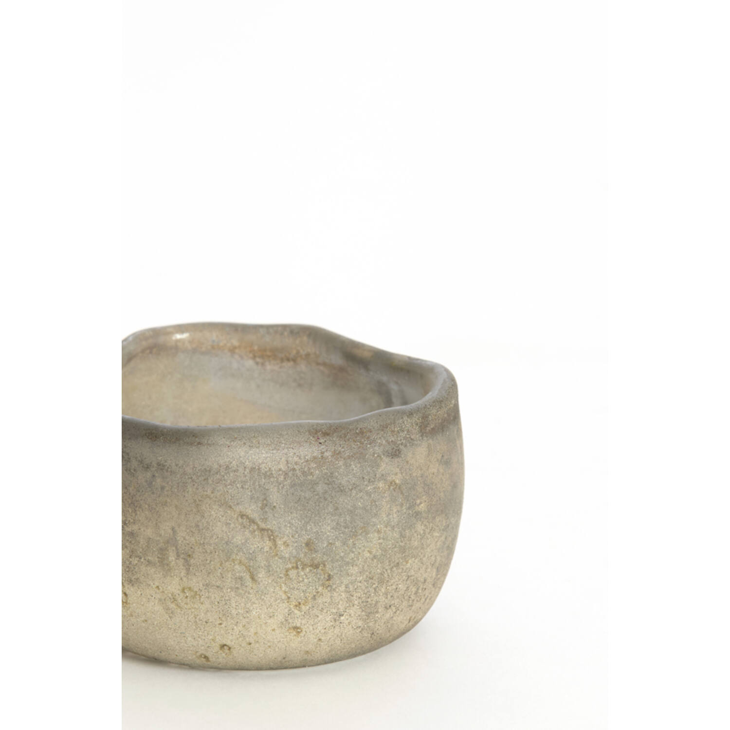 Tealight Ø9x6 cm SUNGAI glass matt antique grey-brown