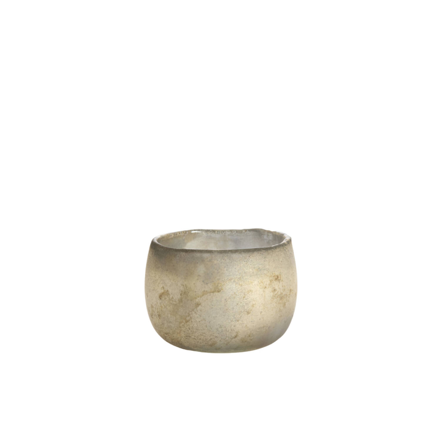 Tealight Ø12x9 cm SUNGAI glass matt antique grey-brown