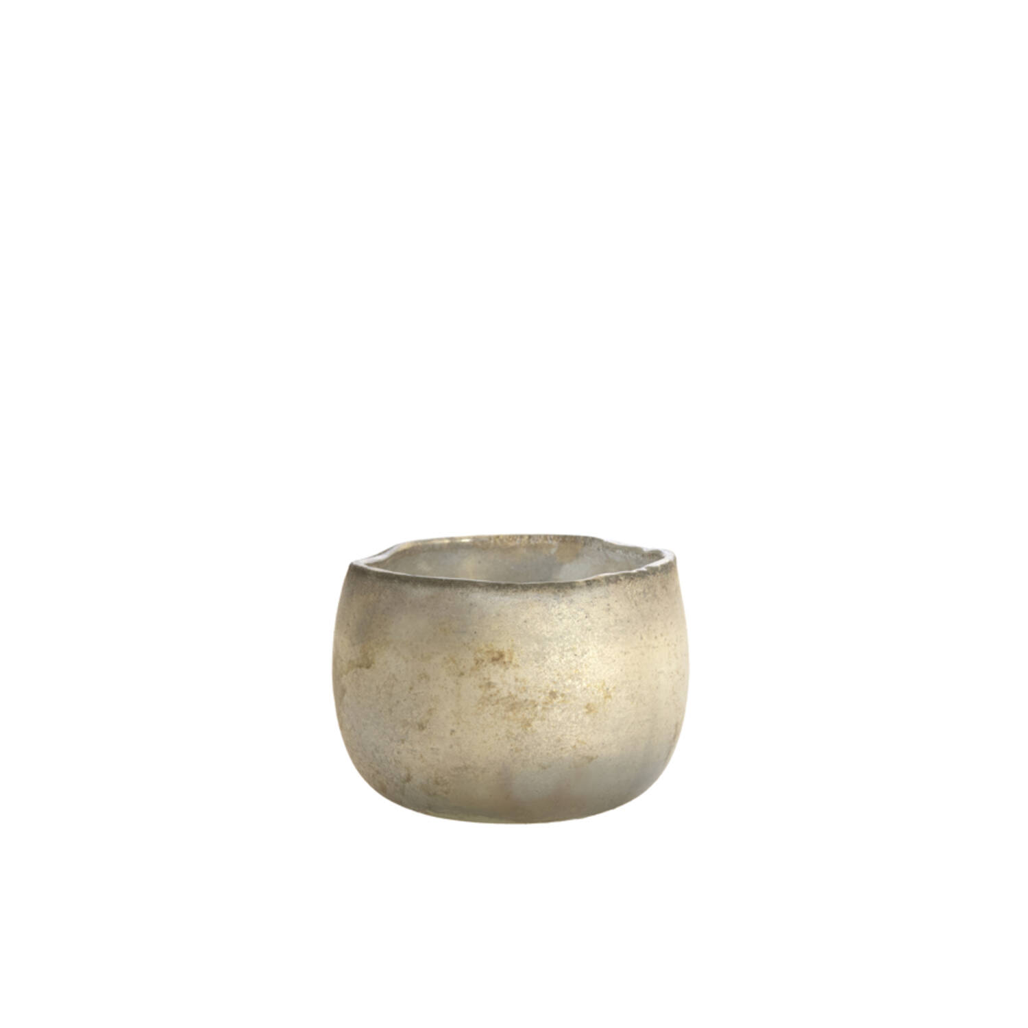 Tealight Ø12x9 cm SUNGAI glass matt antique grey-brown