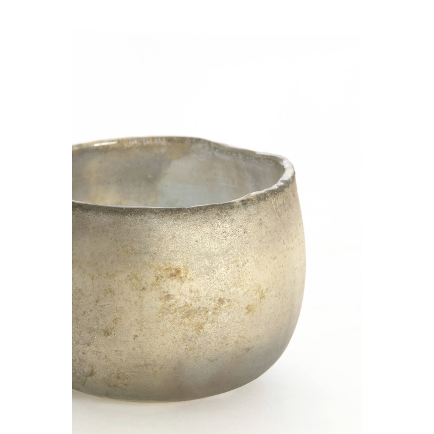 Tealight Ø12x9 cm SUNGAI glass matt antique grey-brown